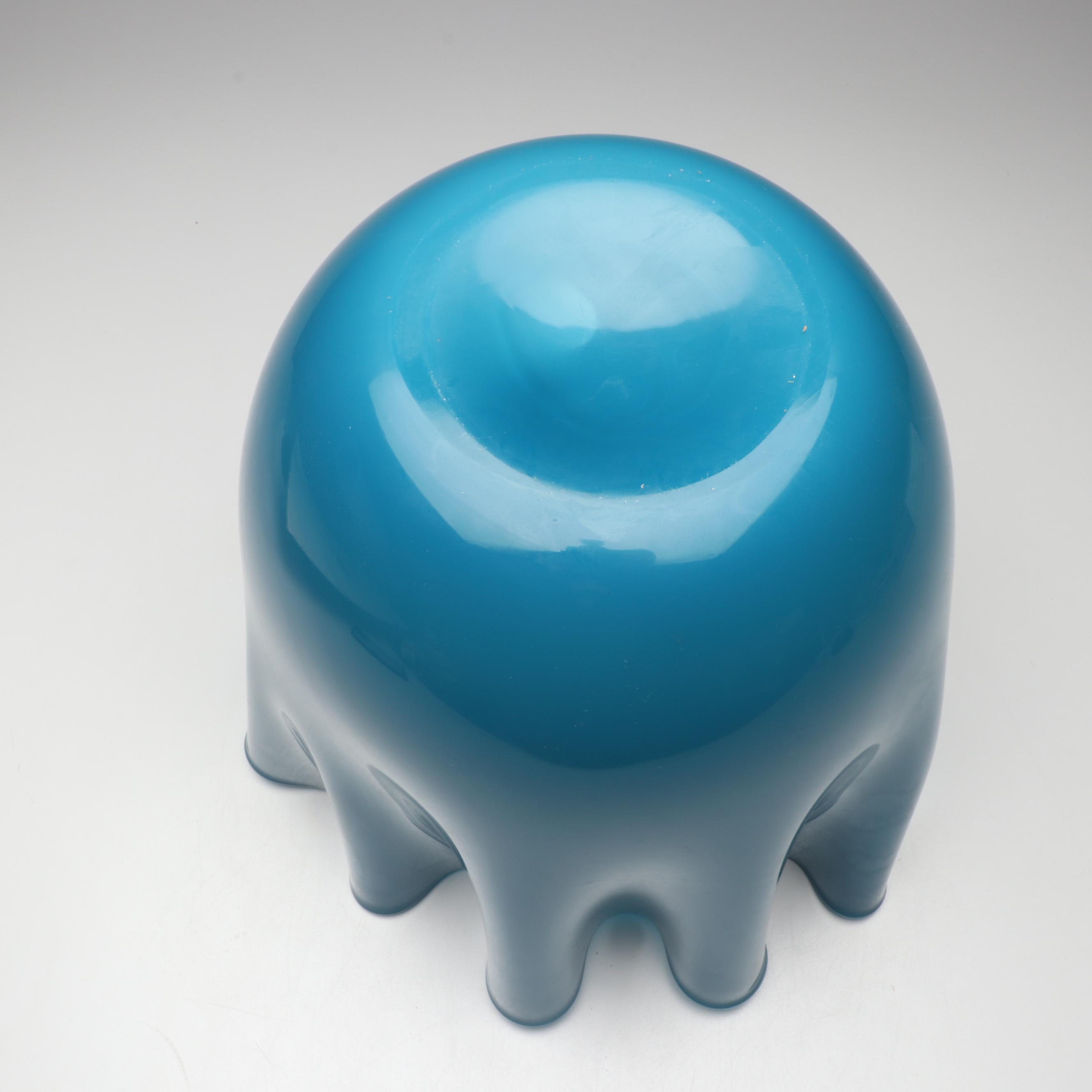 Venini Murano "Fazzoletto" Handblown Aquamarine Art Glass Vase