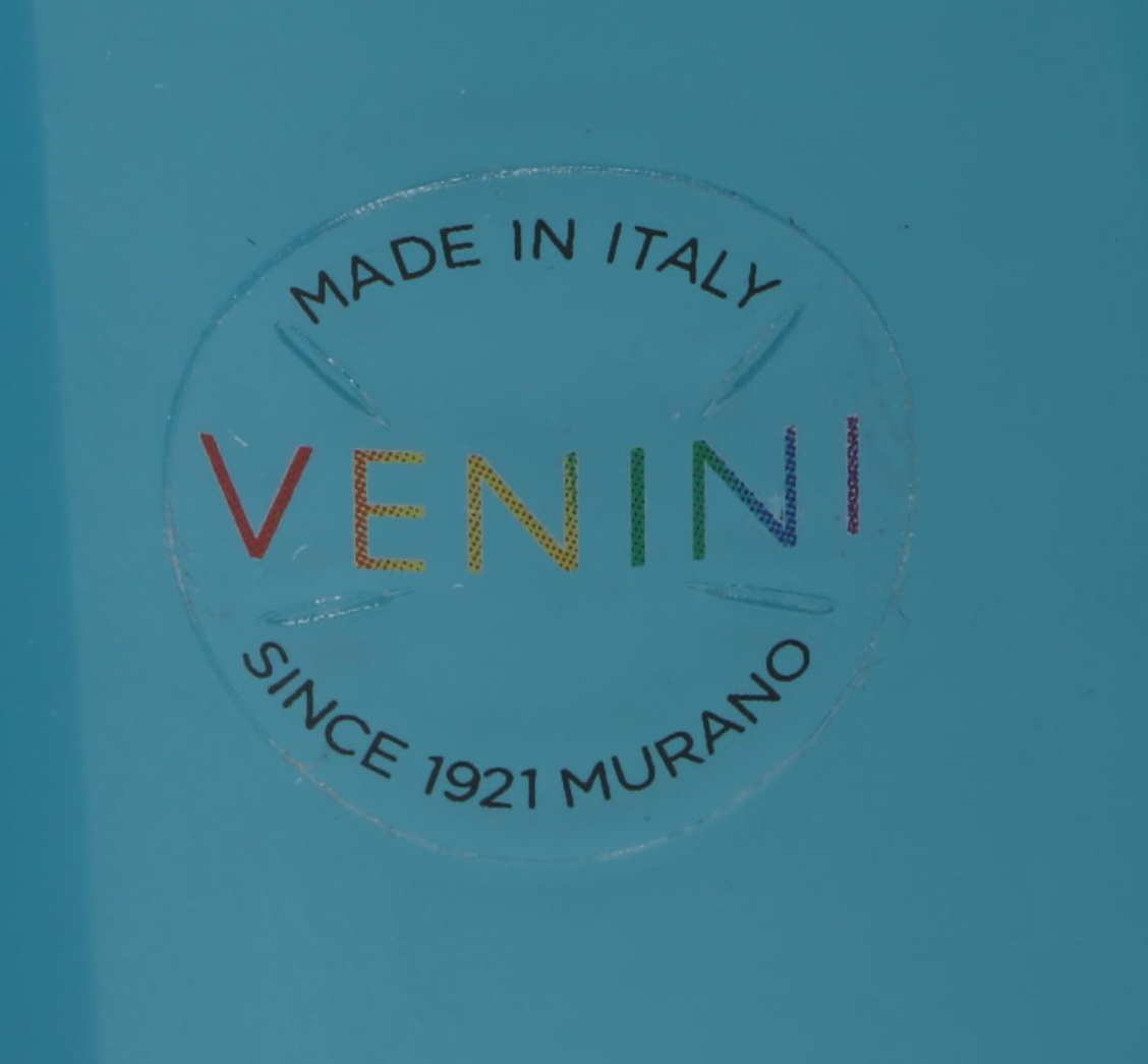 Venini Murano "Fazzoletto" Handblown Aquamarine Art Glass Vase