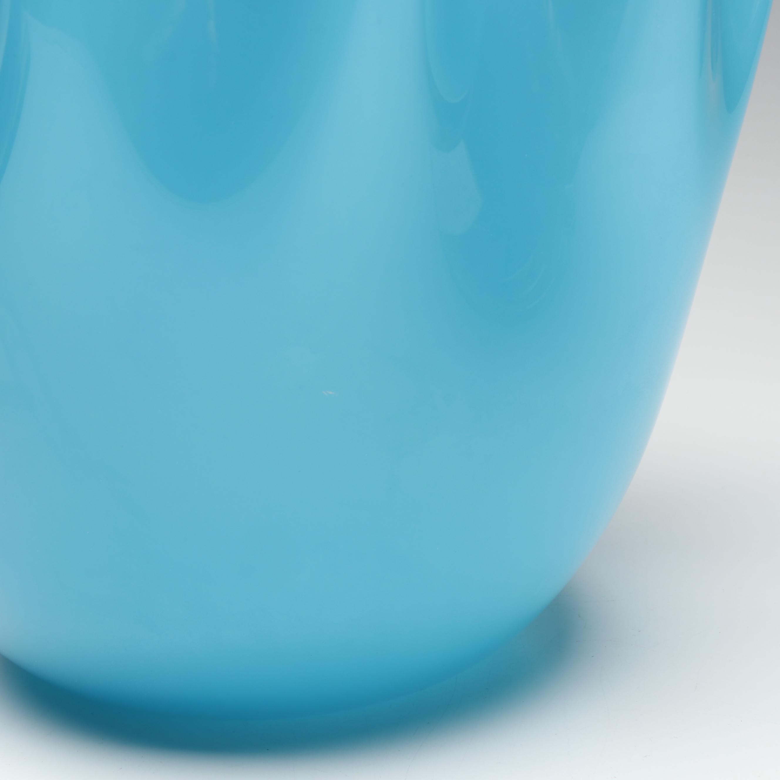 Venini Murano "Fazzoletto" Handblown Aquamarine Art Glass Vase