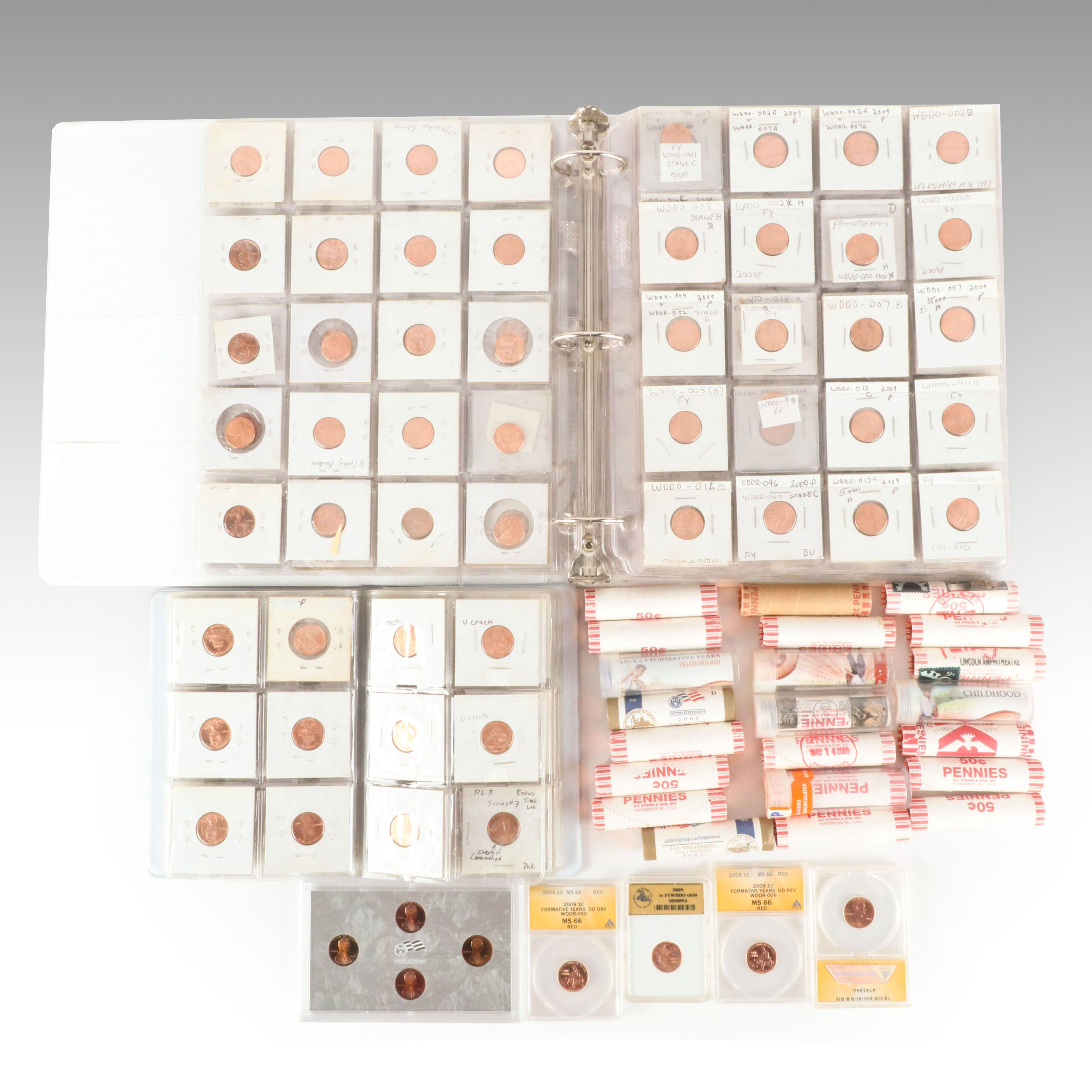 Large Collection of 2009 Lincoln Bicentennial Cents, Including Proofs and Errors