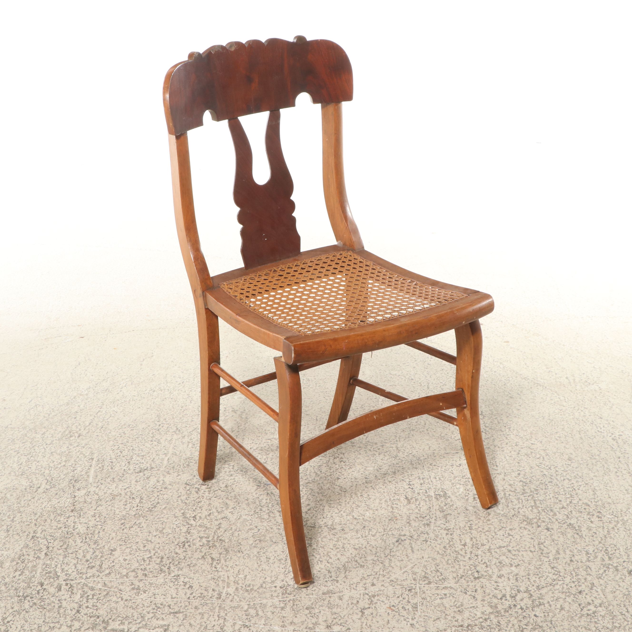 Pair of Late Victorian Walnut and Burl Wood Side Chairs with Cane Seats