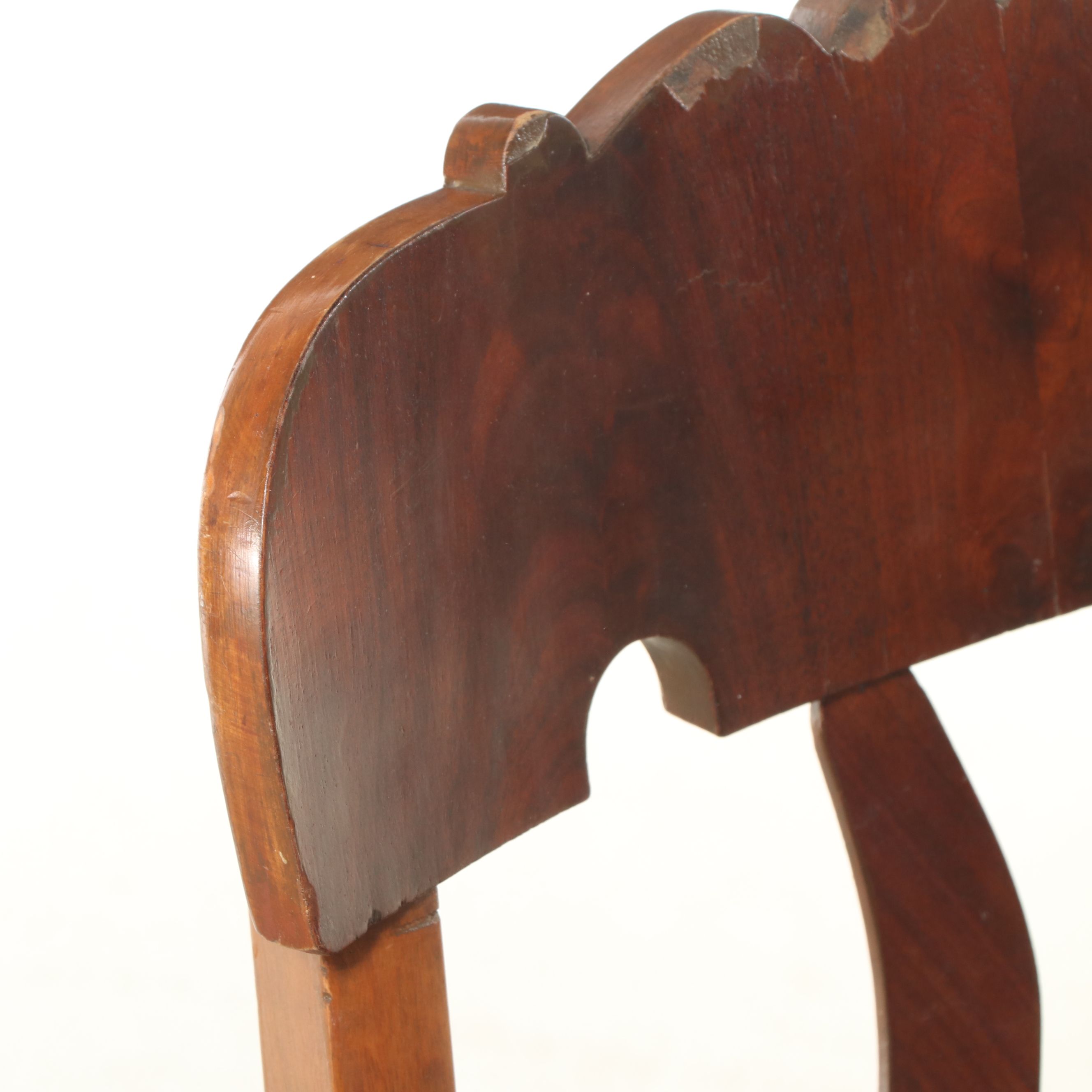 Pair of Late Victorian Walnut and Burl Wood Side Chairs with Cane Seats