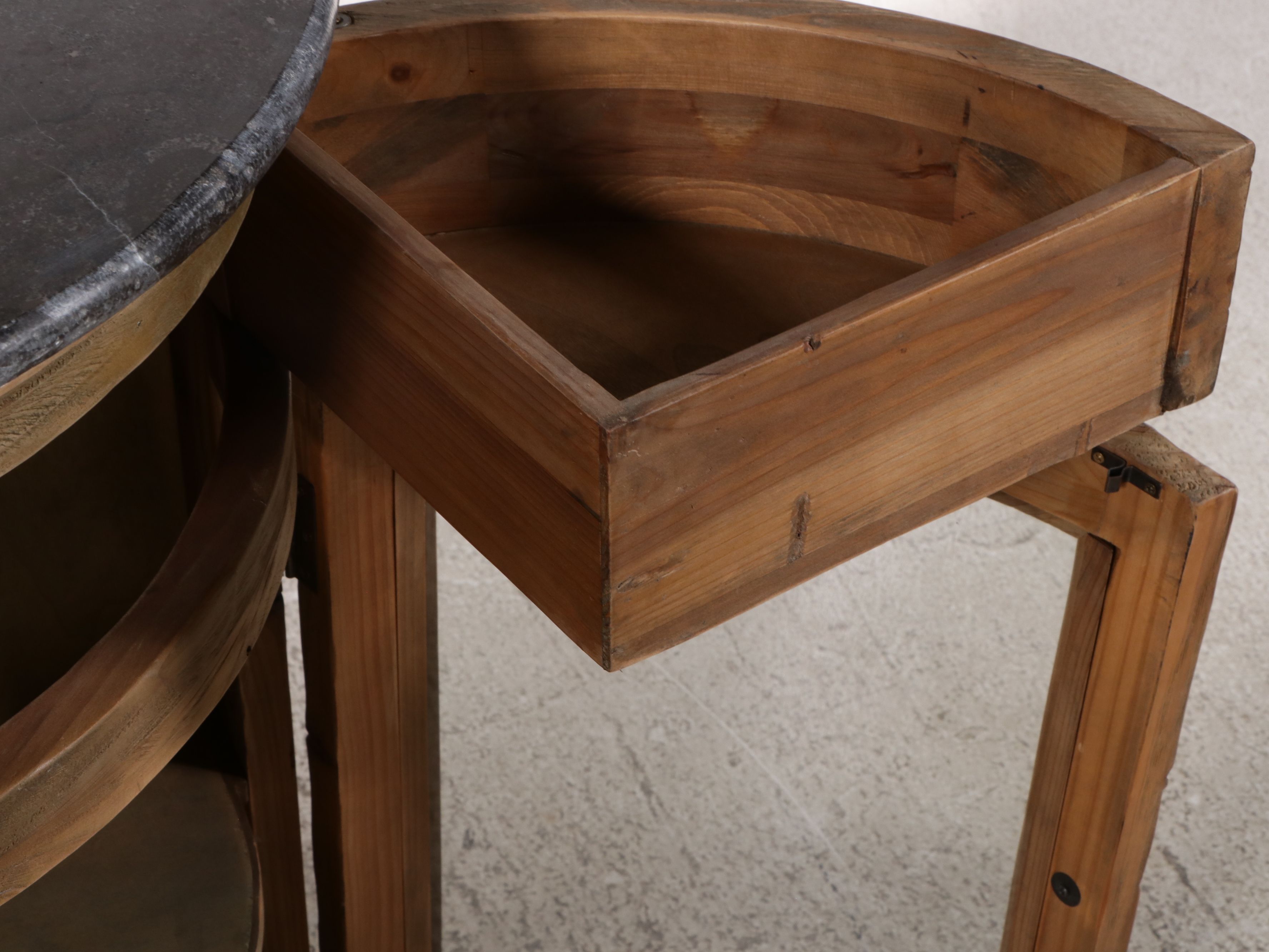 Arhaus "Kensington" Reclaimed Pine Demilune Sideboard with Bluestone Top