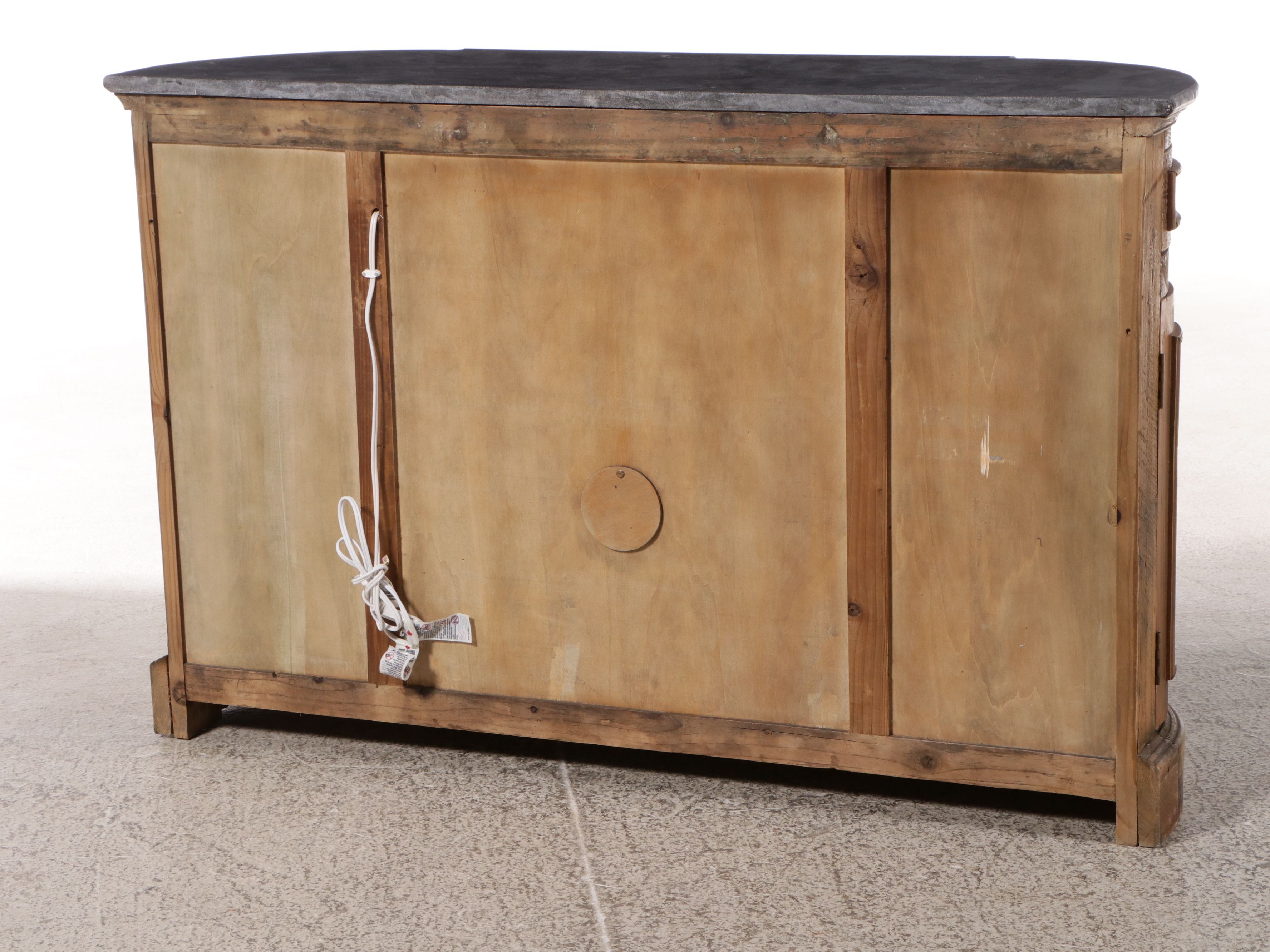 Arhaus "Kensington" Reclaimed Pine Demilune Sideboard with Bluestone Top