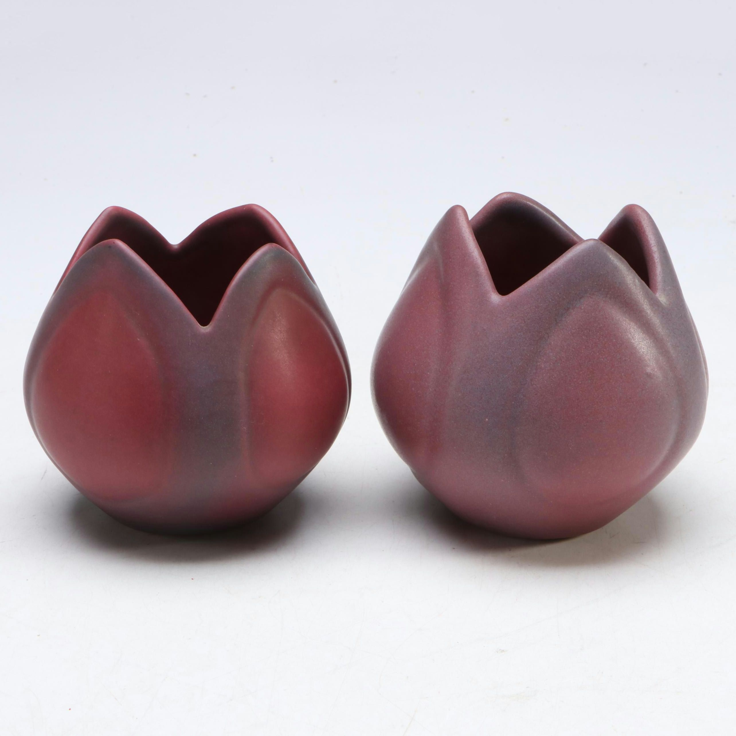 Van Briggle Pottery Tulip Flower Candlesticks