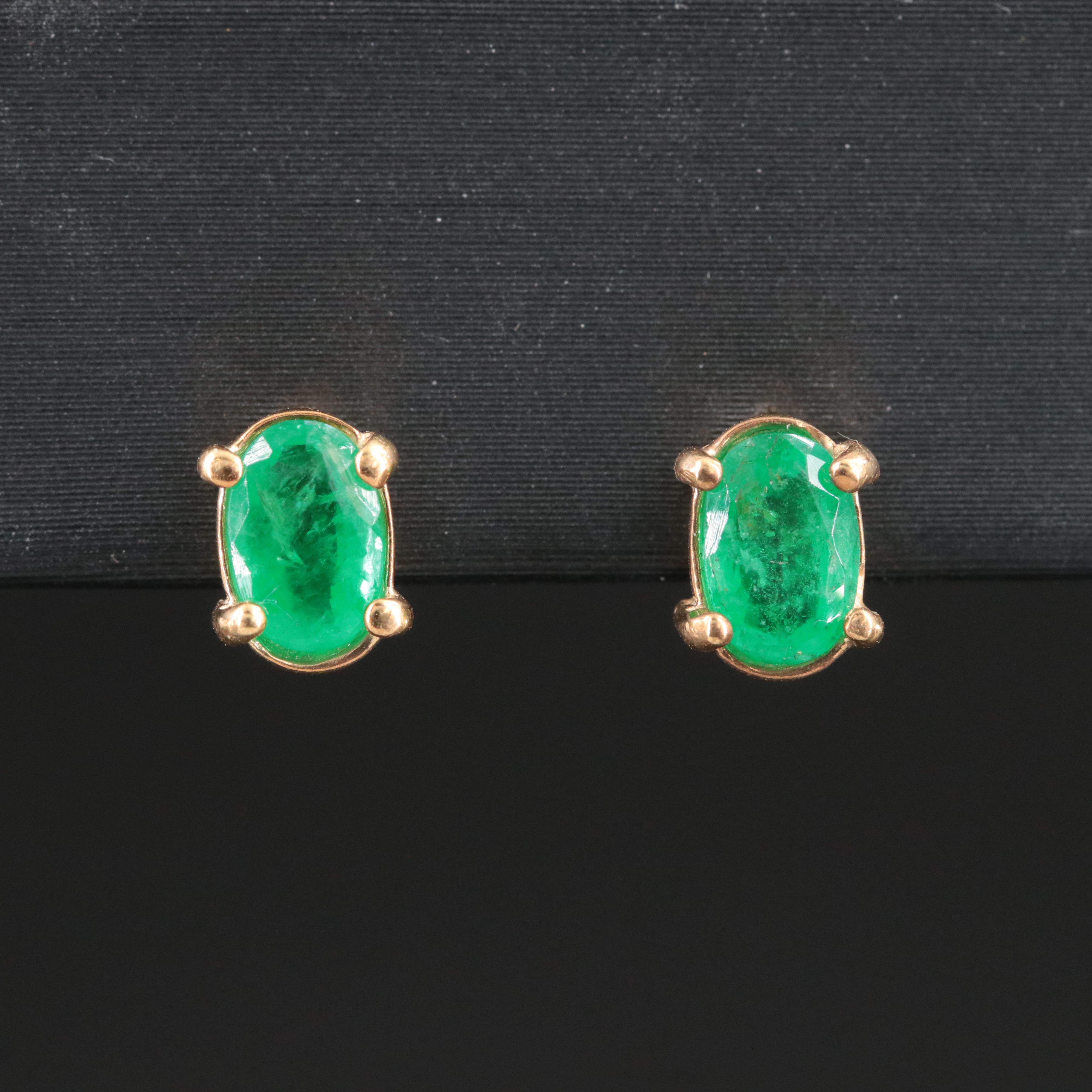 Sterling Emerald Stud Earrings