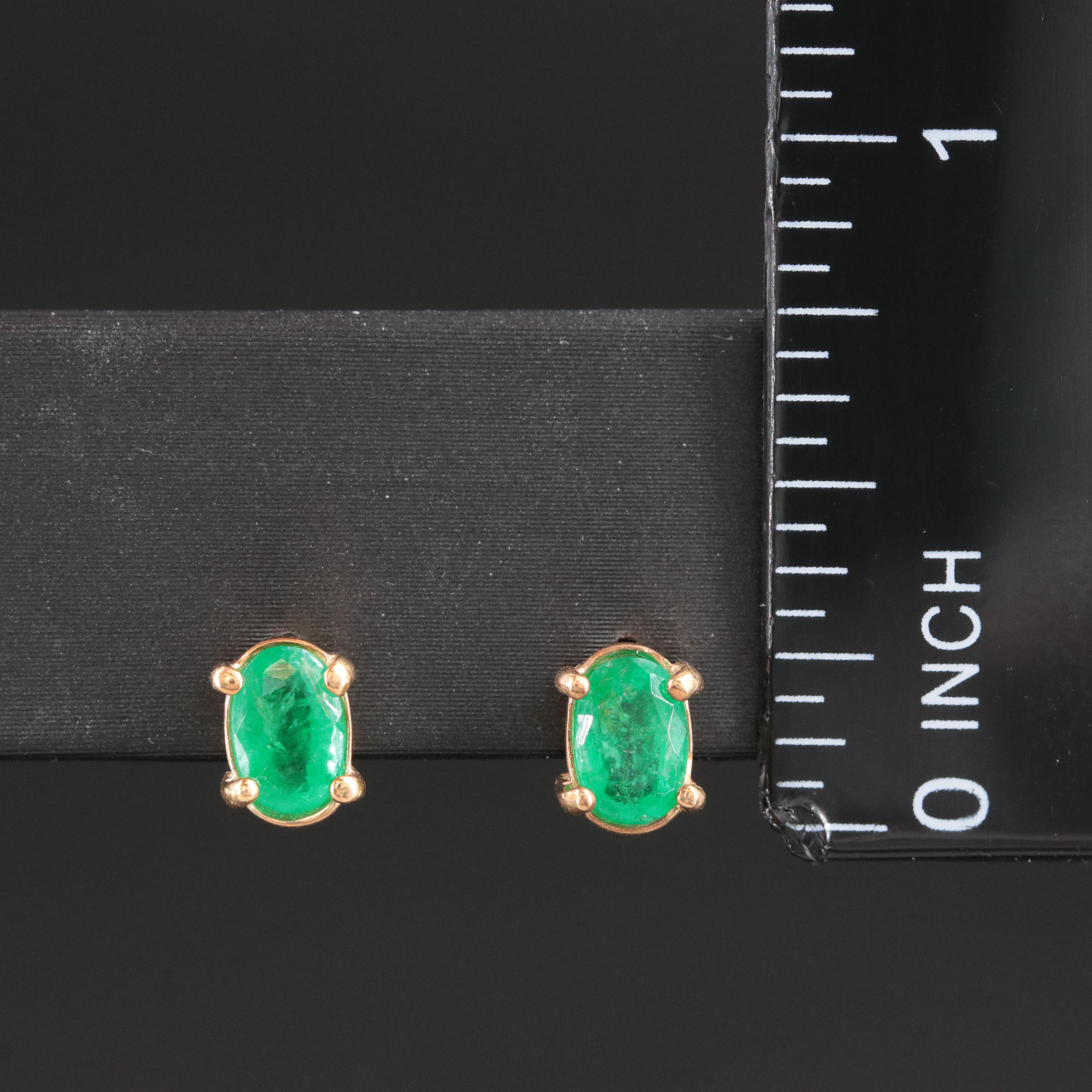 Sterling Emerald Stud Earrings