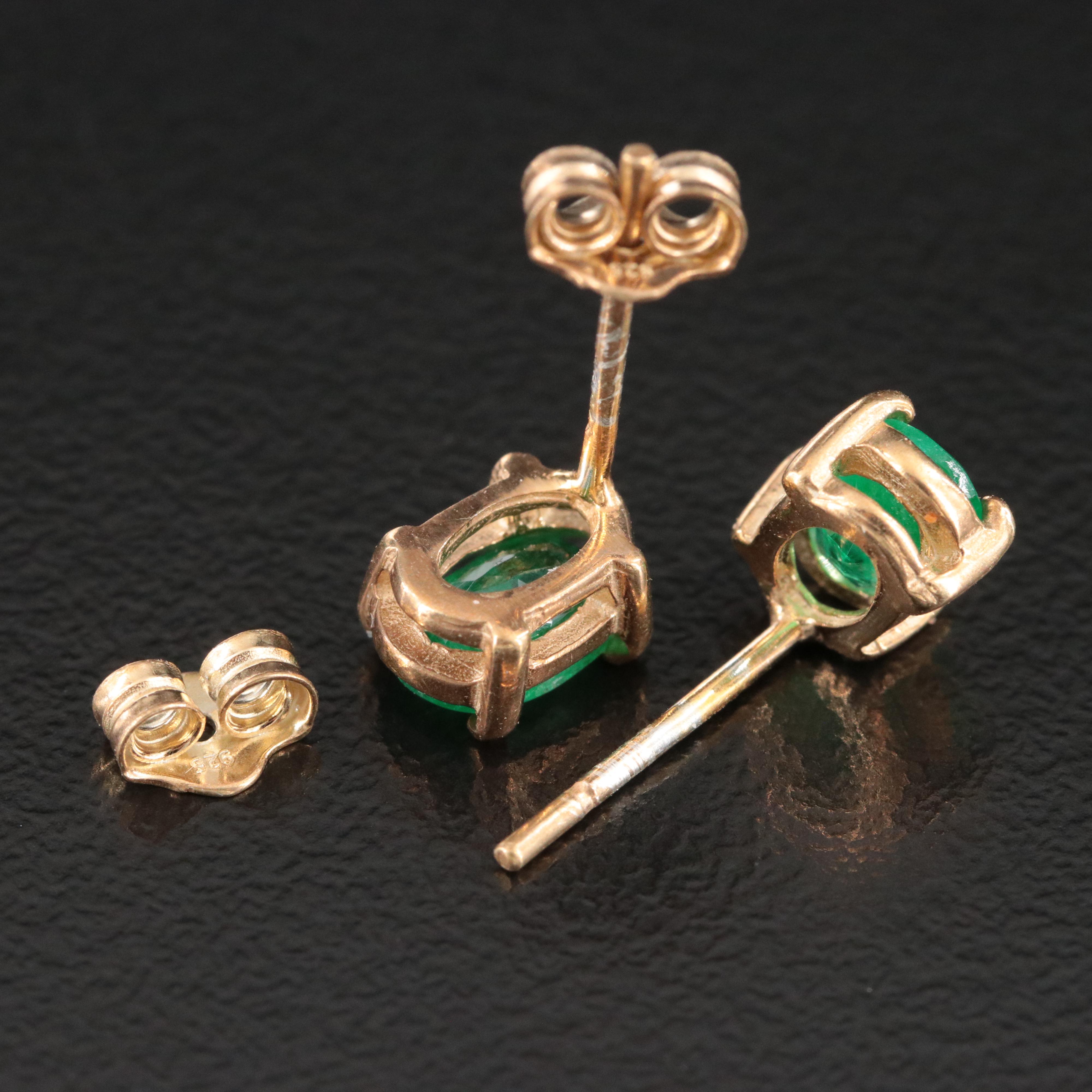 Sterling Emerald Stud Earrings