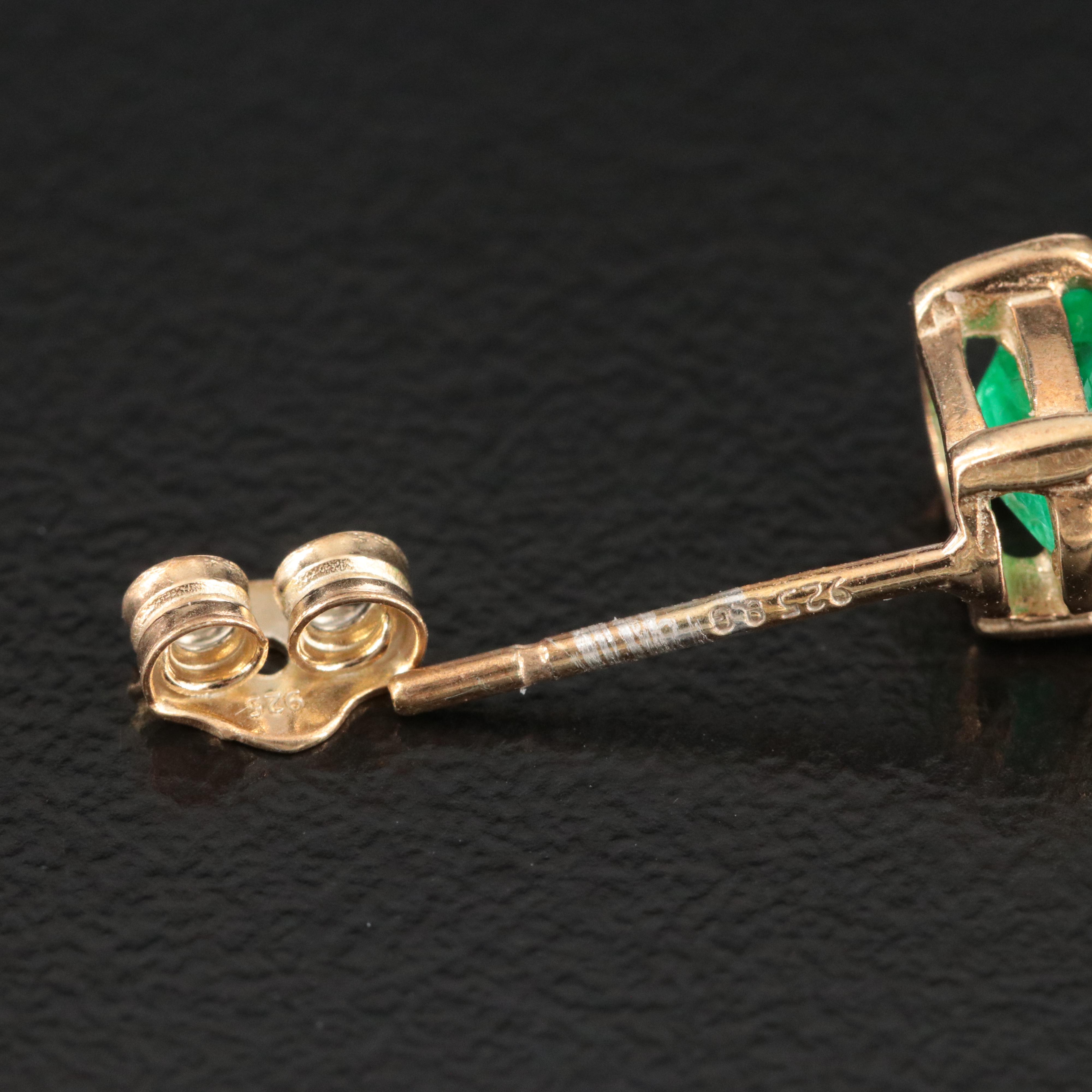 Sterling Emerald Stud Earrings