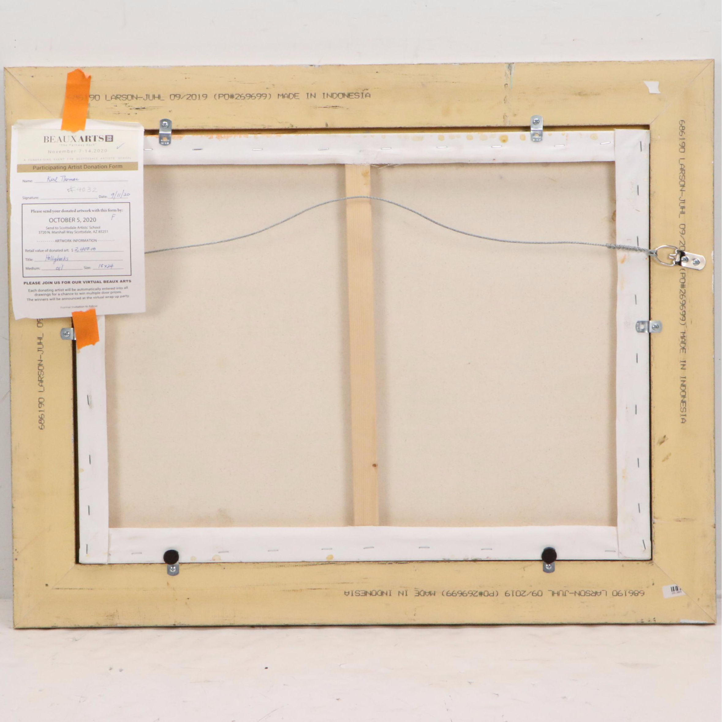 Karl Thomas Oil Painting "Hollyhocks," 2020