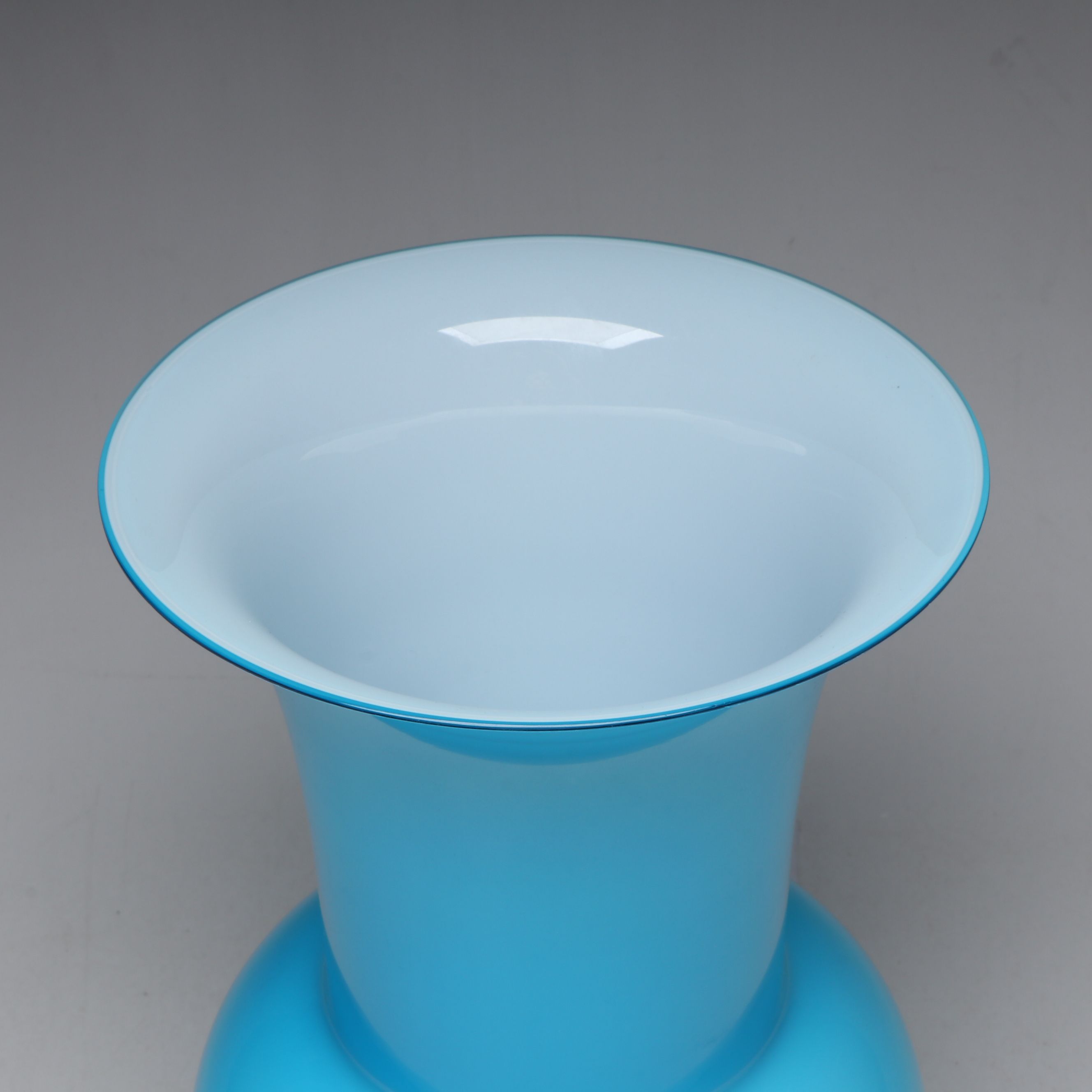 Venini Murano "Opalino" Handblown Aquamarine Art Glass Vase