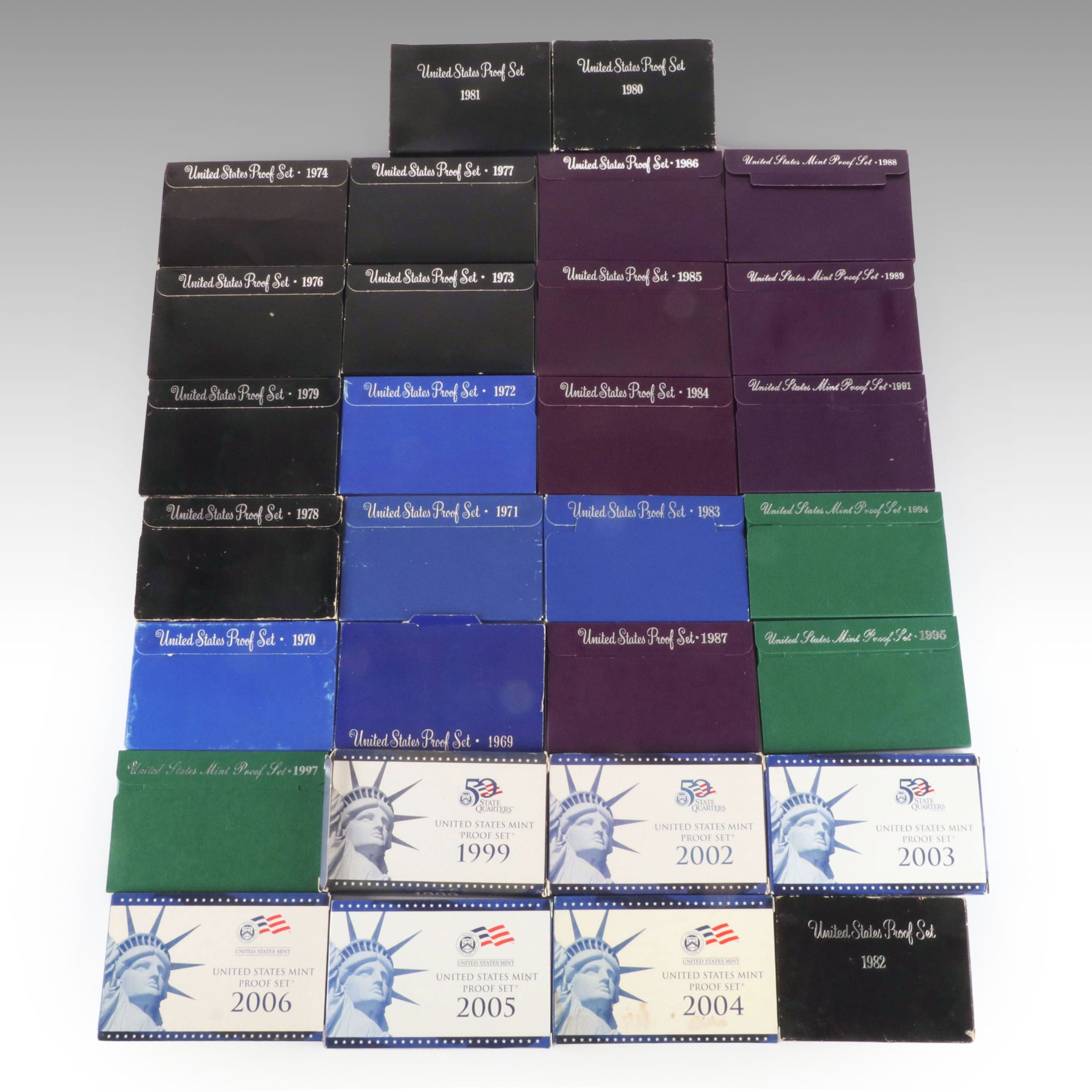 Thirty Different  United States Modern Proof Sets 1969-2007