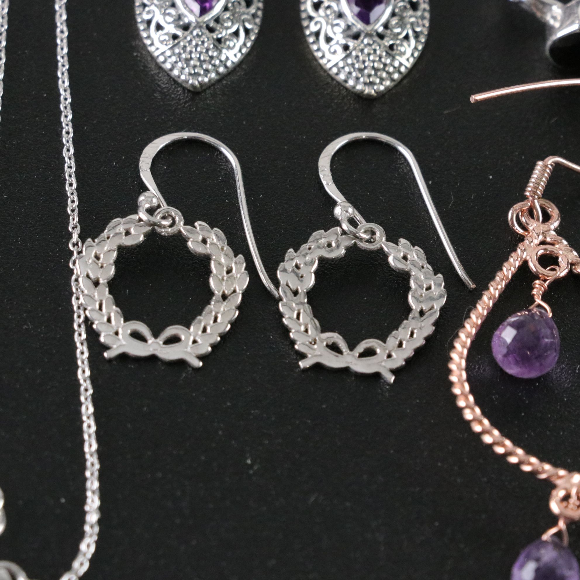 14 Assorted Sterling Silver Rings, Necklaces and Earrings