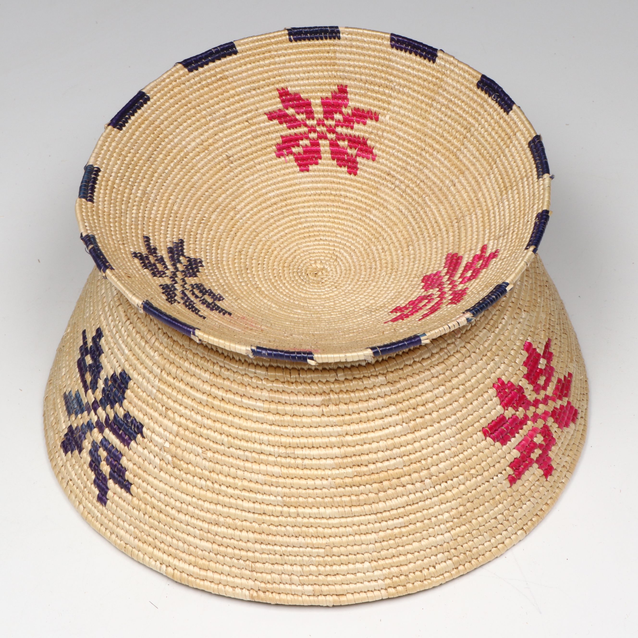 Ethiopian Gurage Peoples Handwoven Popcorn Bowls and Round Baskets