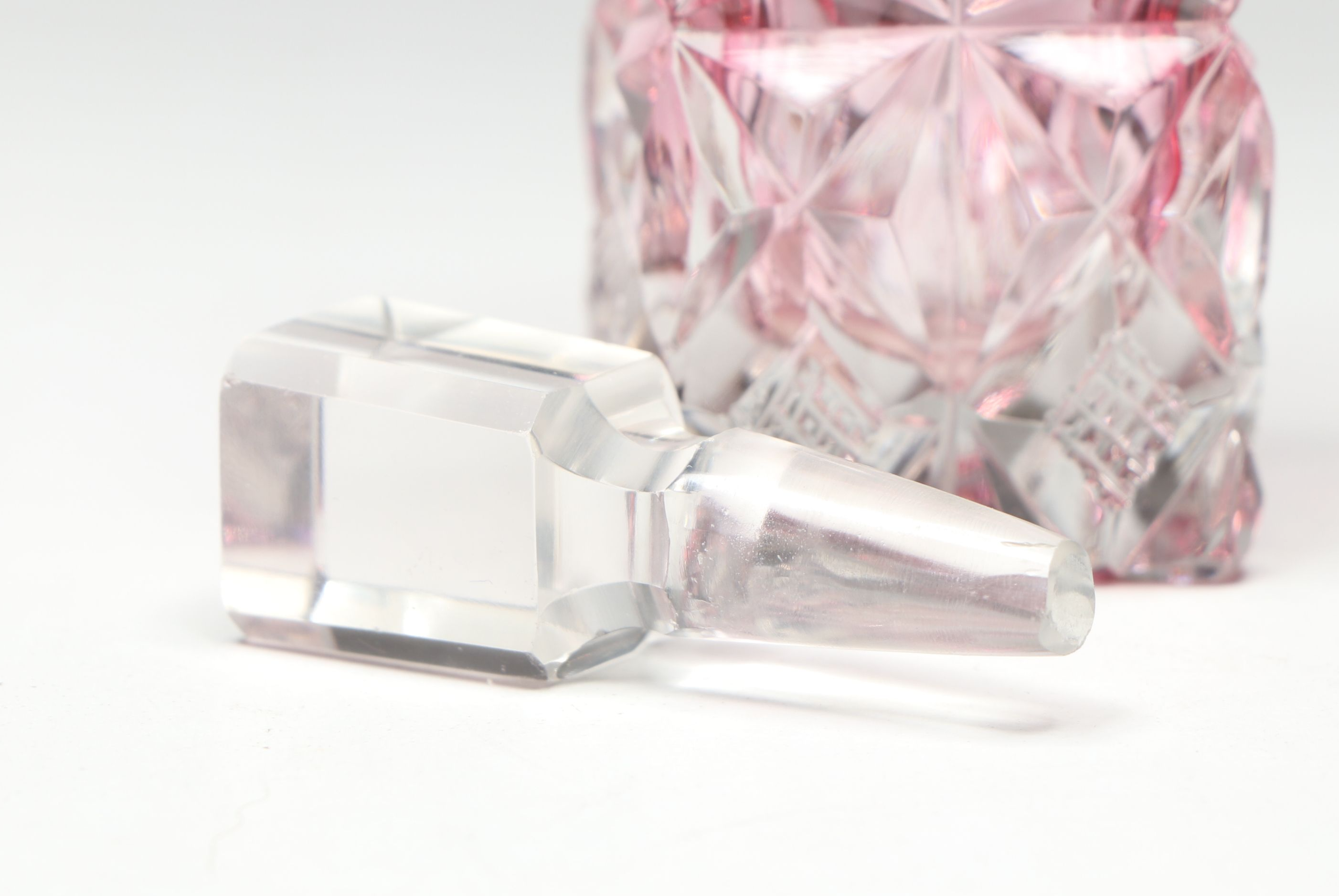 Victorian Cut Cranberry Glass Condiment Set with Cruet and Perfume Bottles