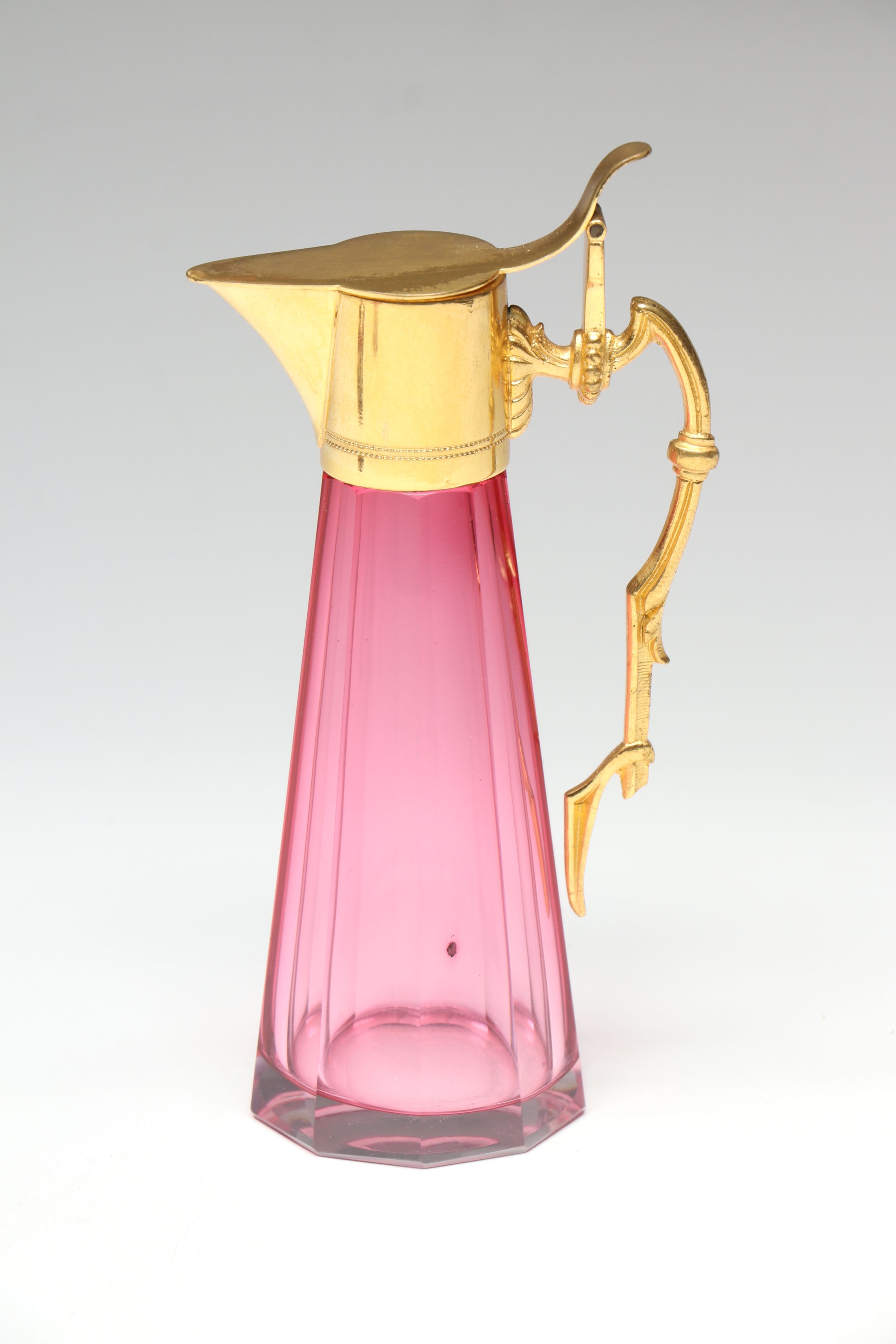 Victorian Cut Cranberry Glass Condiment Set with Cruet and Perfume Bottles