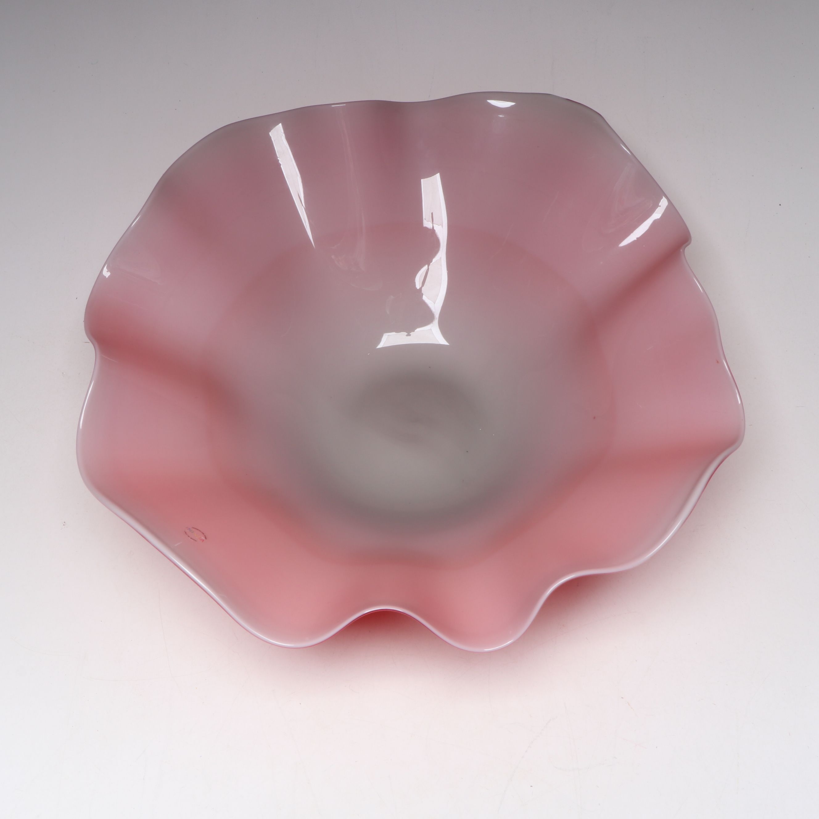 Venini Murano "Narciso" Handblown Red Art Glass Centerpiece Bowl