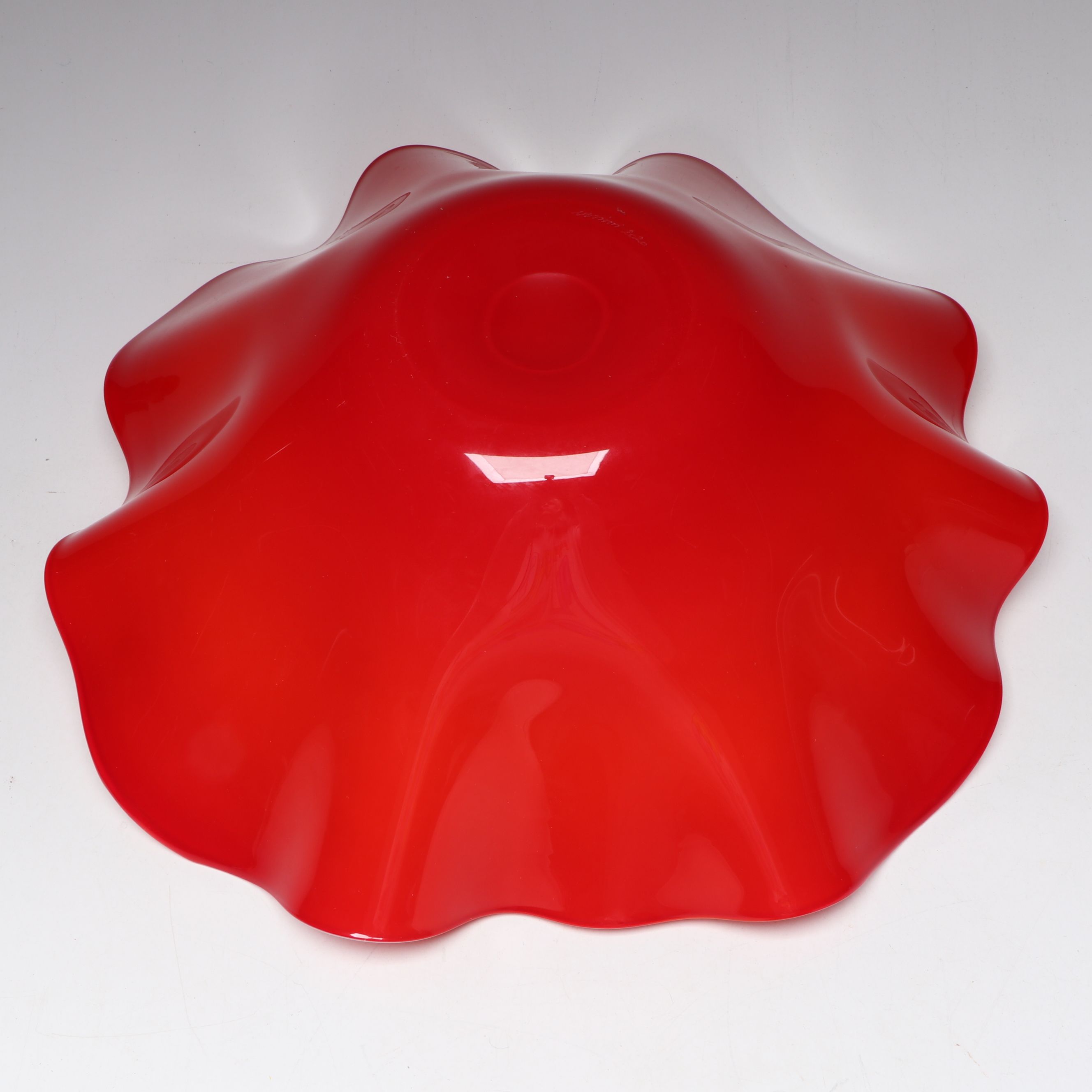 Venini Murano "Narciso" Handblown Red Art Glass Centerpiece Bowl