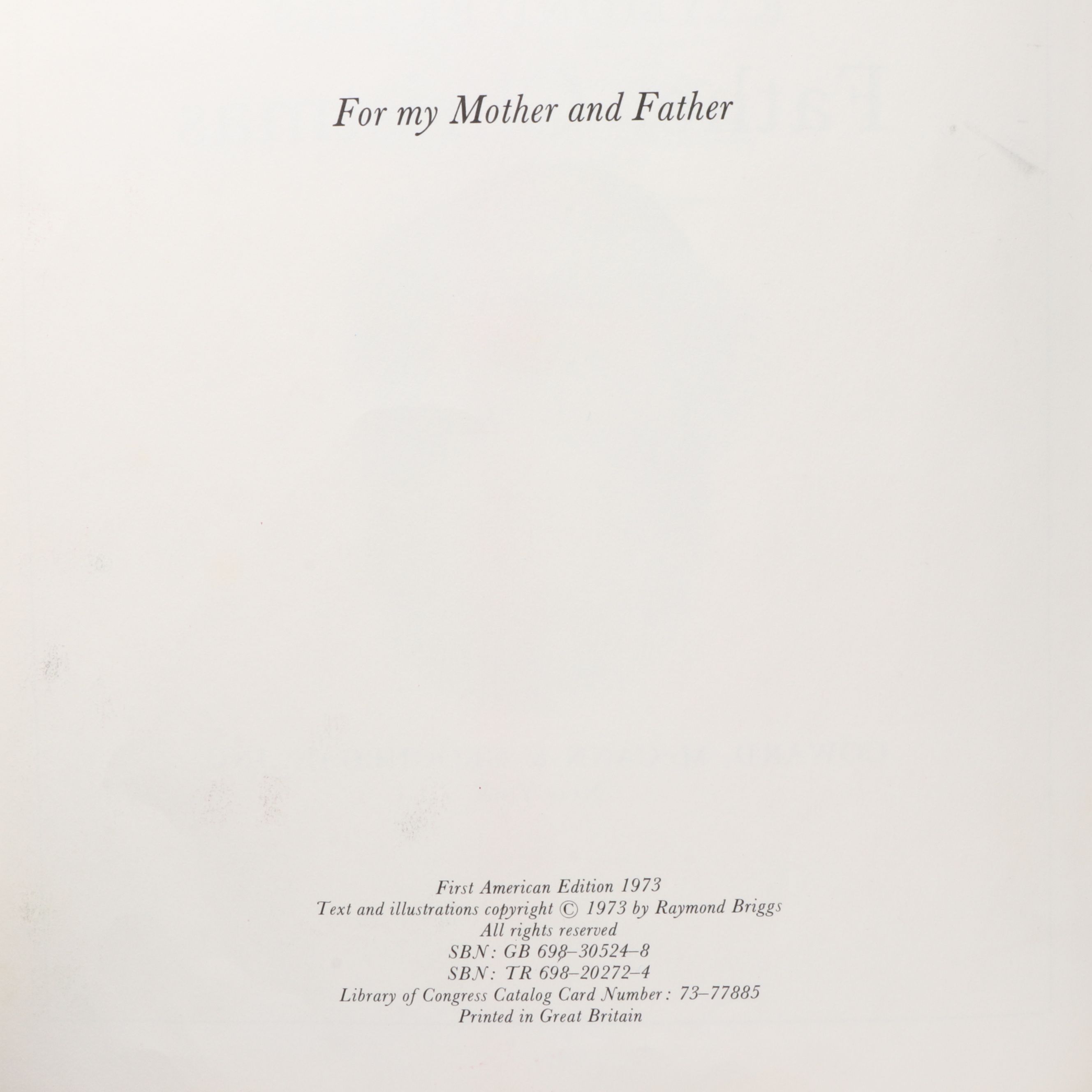 First American Edition "Father Christmas" by Raymond Briggs, 1973