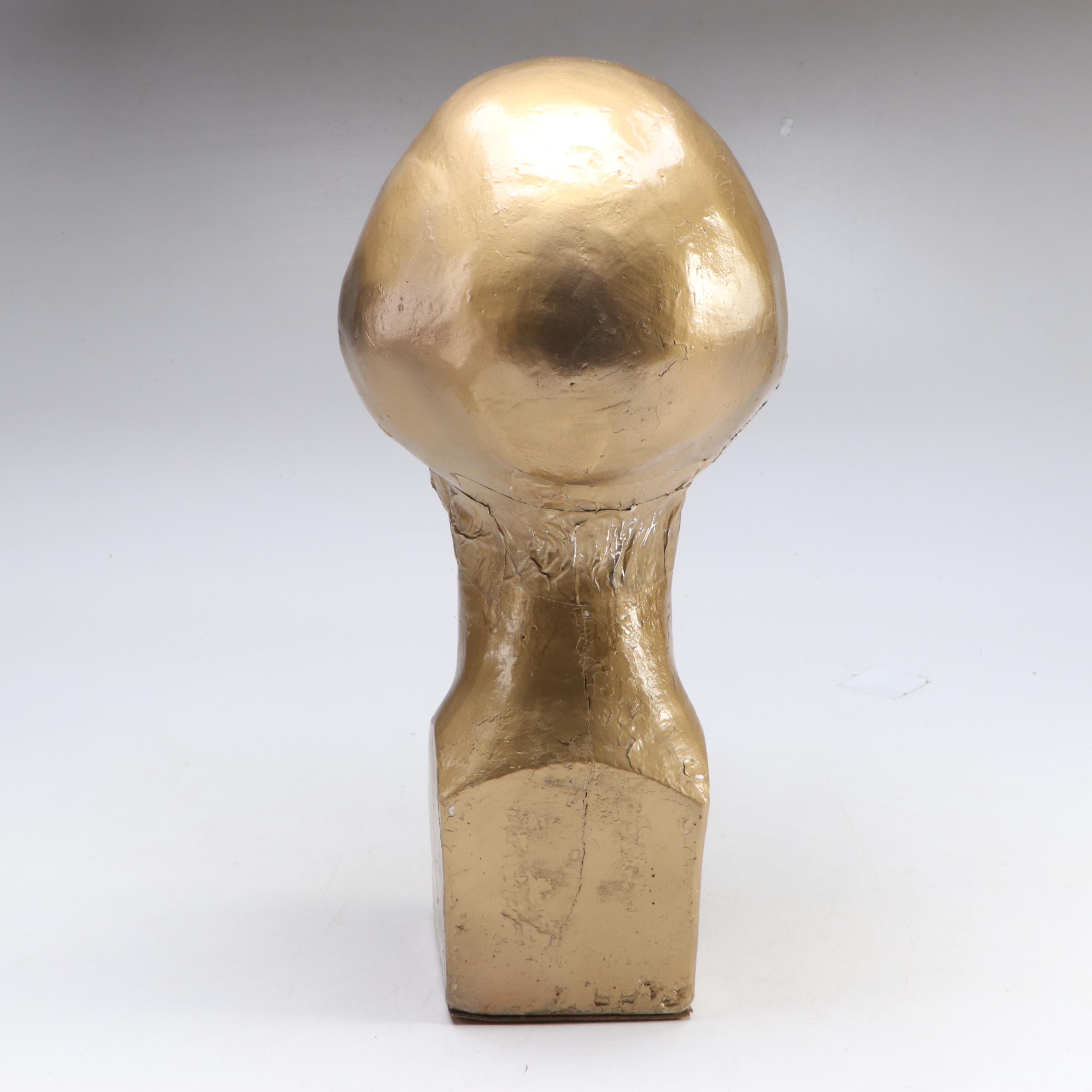 F. Lutz Painted Cast Plaster Bust of Woman