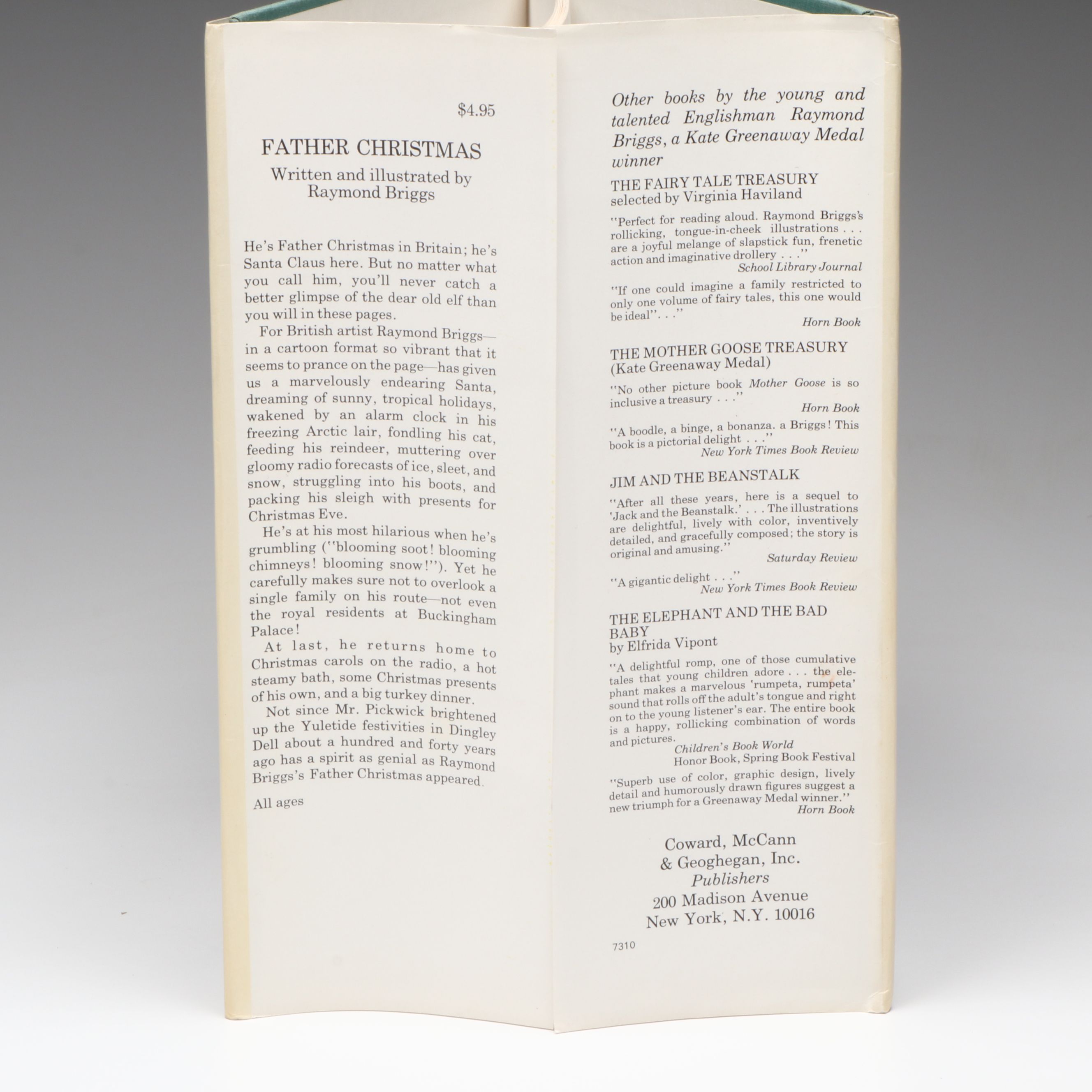 First American Edition "Father Christmas" by Raymond Briggs, 1973