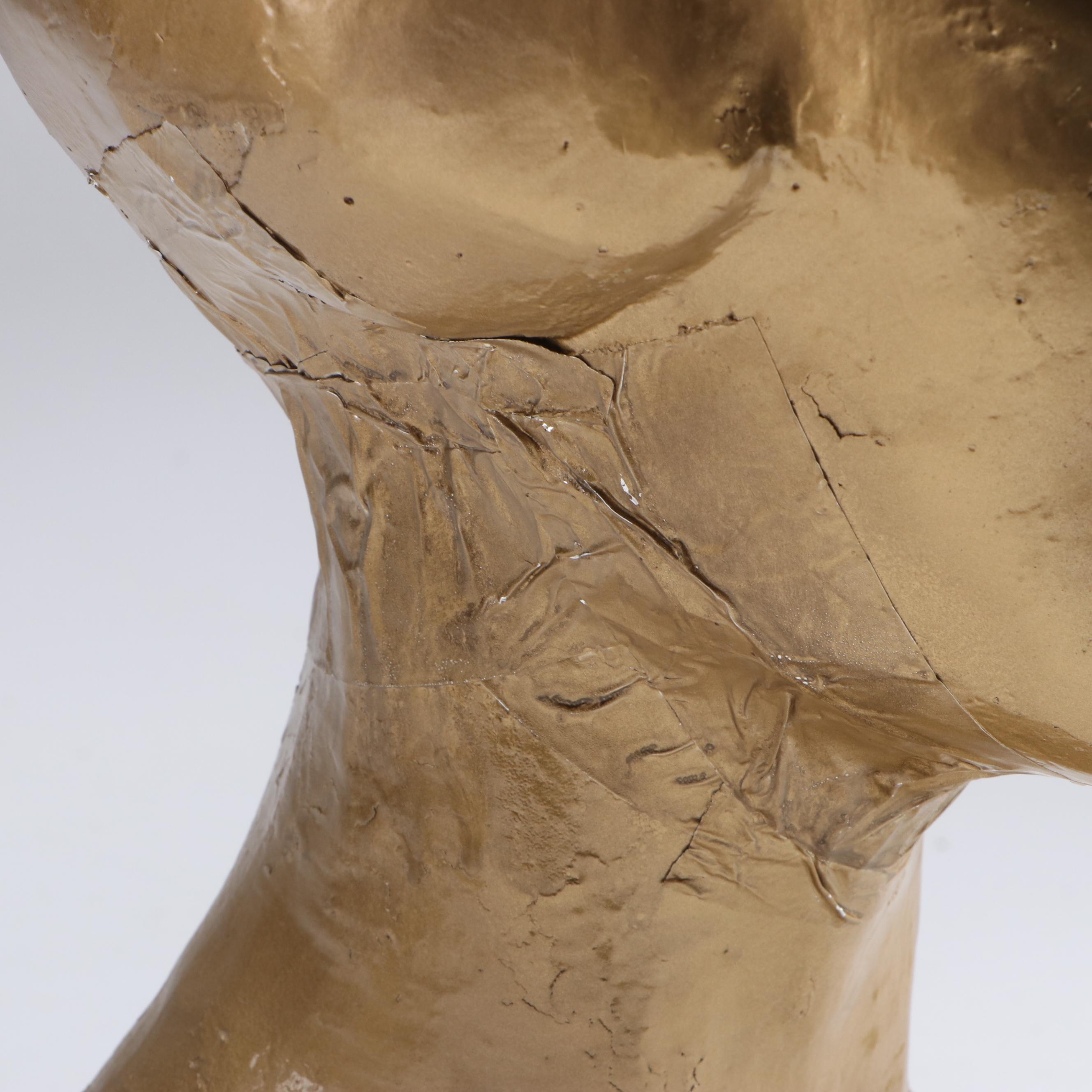 F. Lutz Painted Cast Plaster Bust of Woman