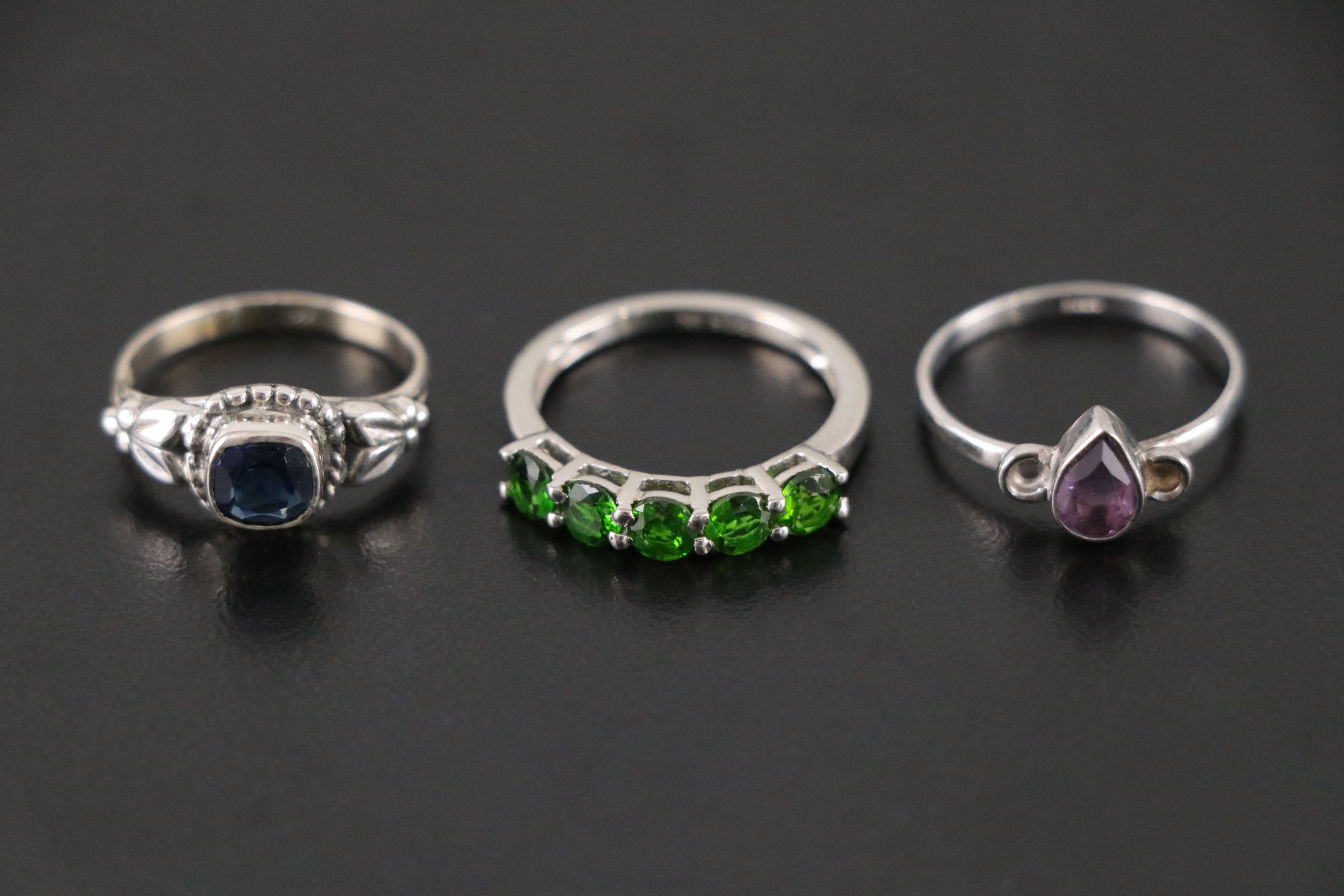 14 Assorted Sterling Silver Rings, Necklaces and Earrings