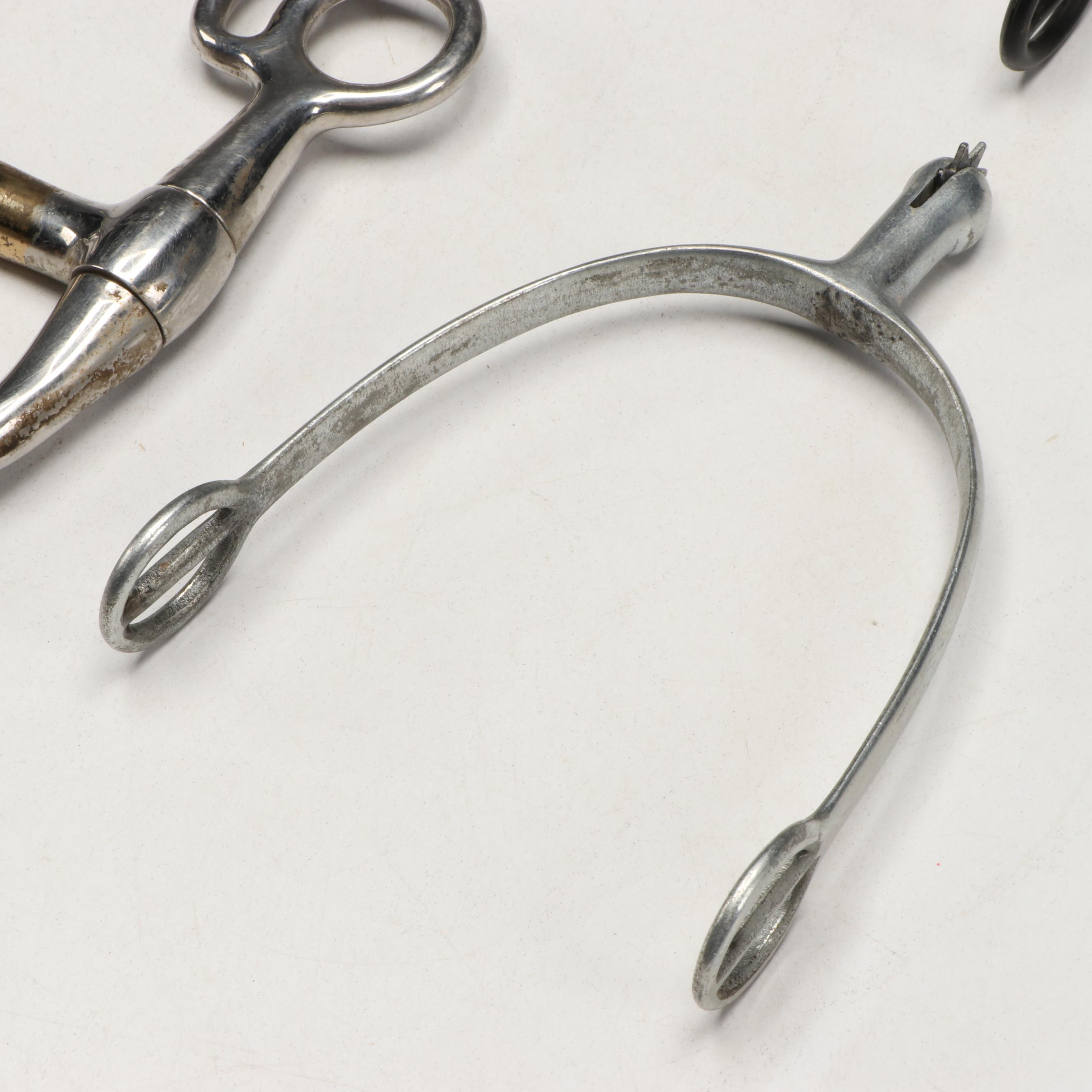 Equestrian Spurs with Copper and Metal Horse Bit