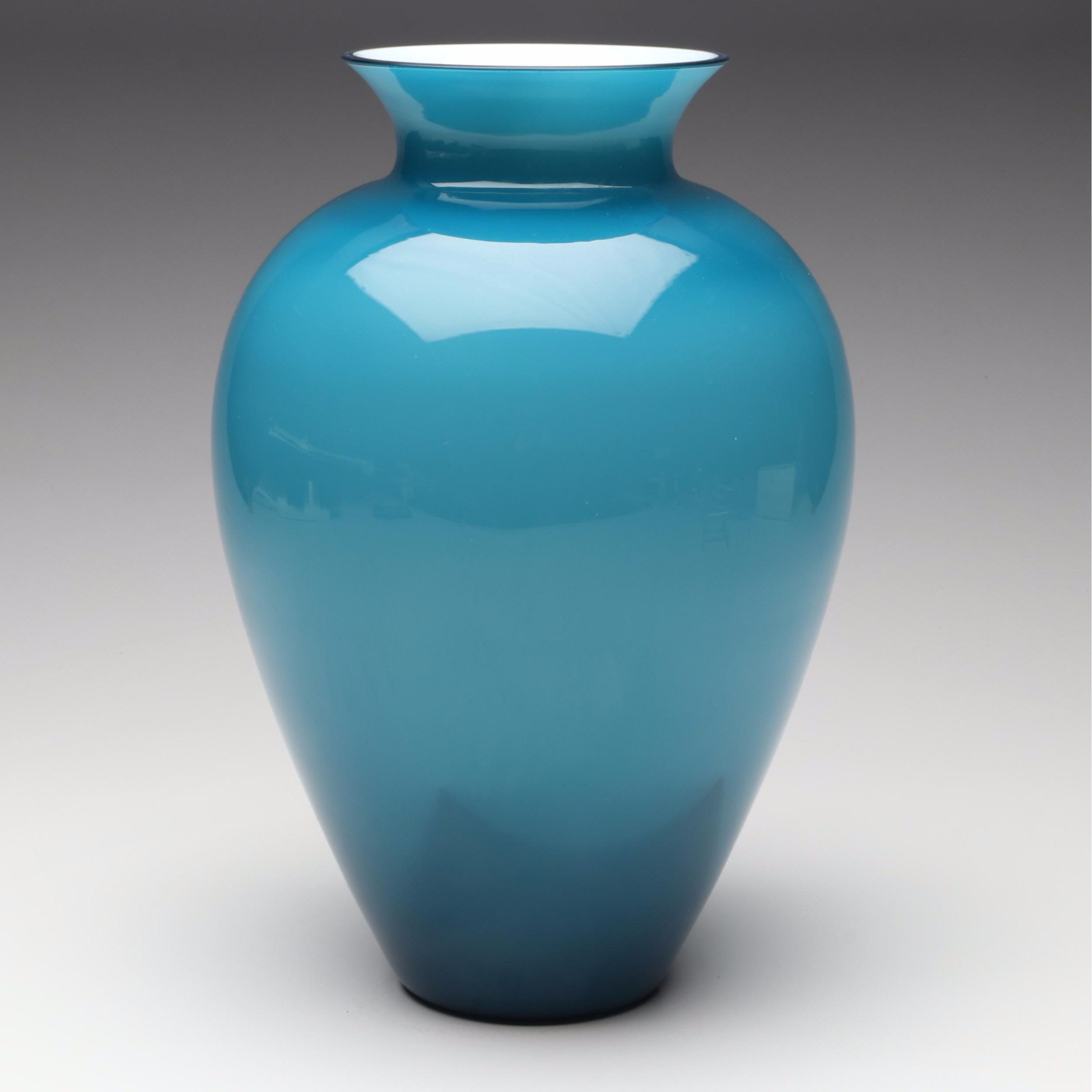 Venini "Labuan" Aquamarine Opalino Cased Vase, 2014