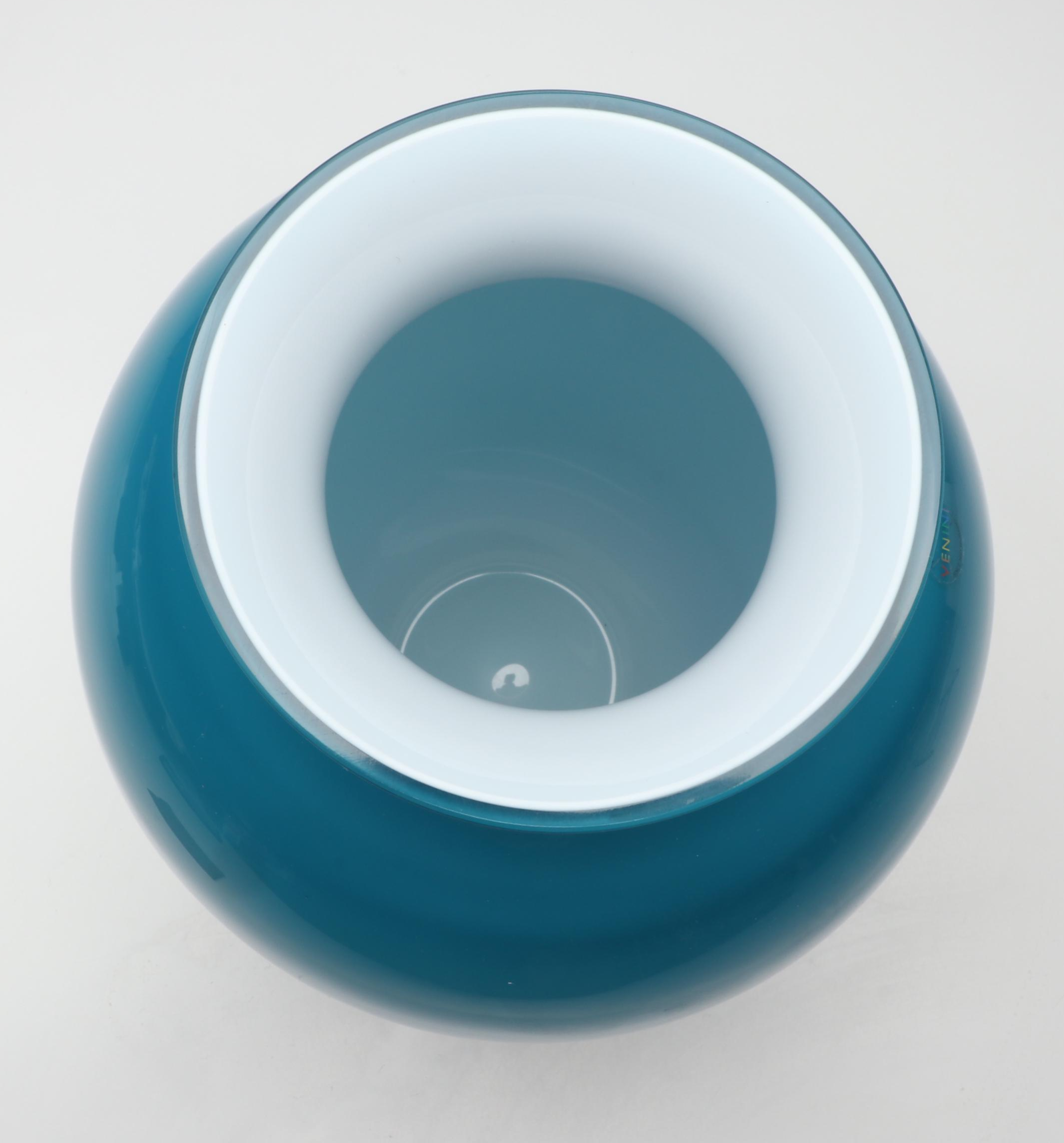 Venini "Labuan" Aquamarine Opalino Cased Vase, 2014