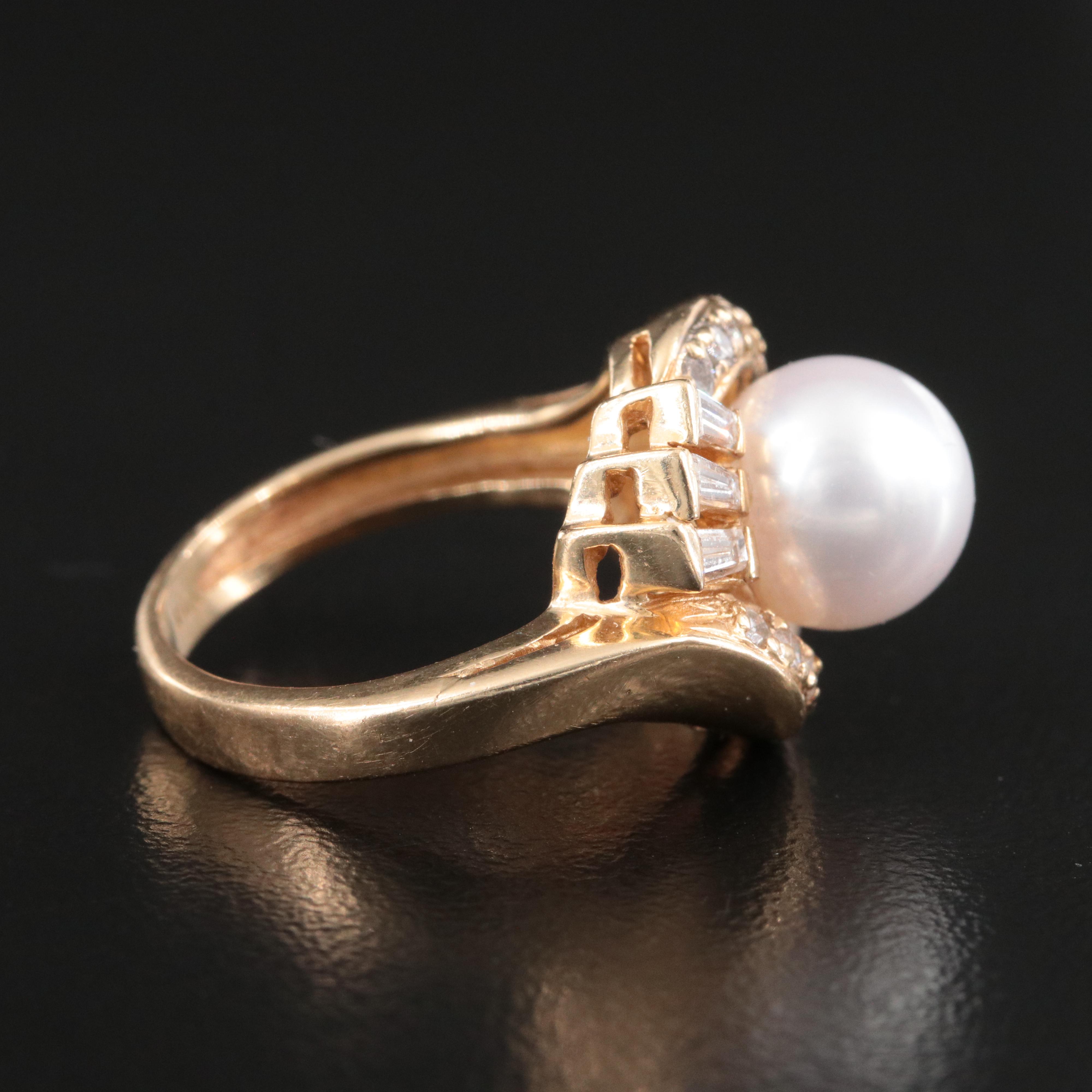 14K Pearl and Diamond Ring