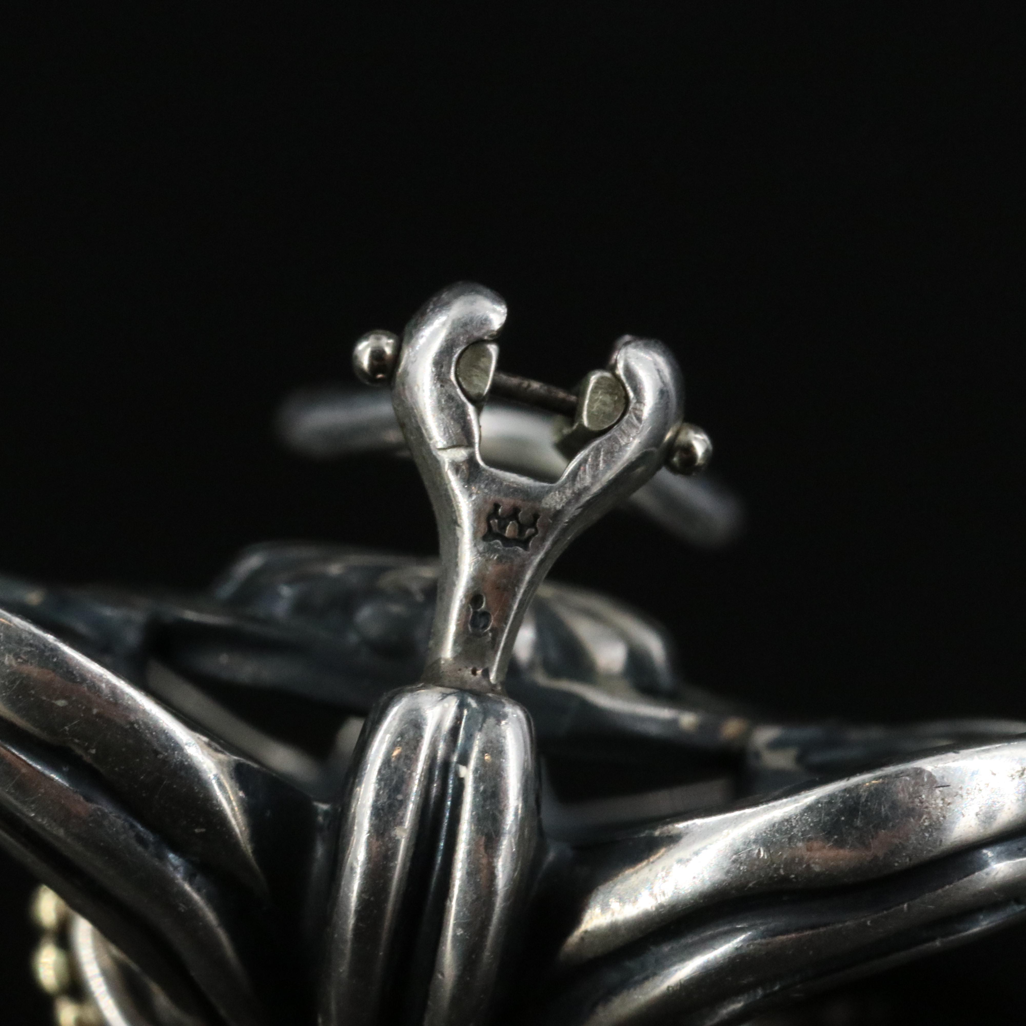 Lagos Caviar Fleur-de-Lis Sterling Clip Earrings and Necklace with 18K Accents