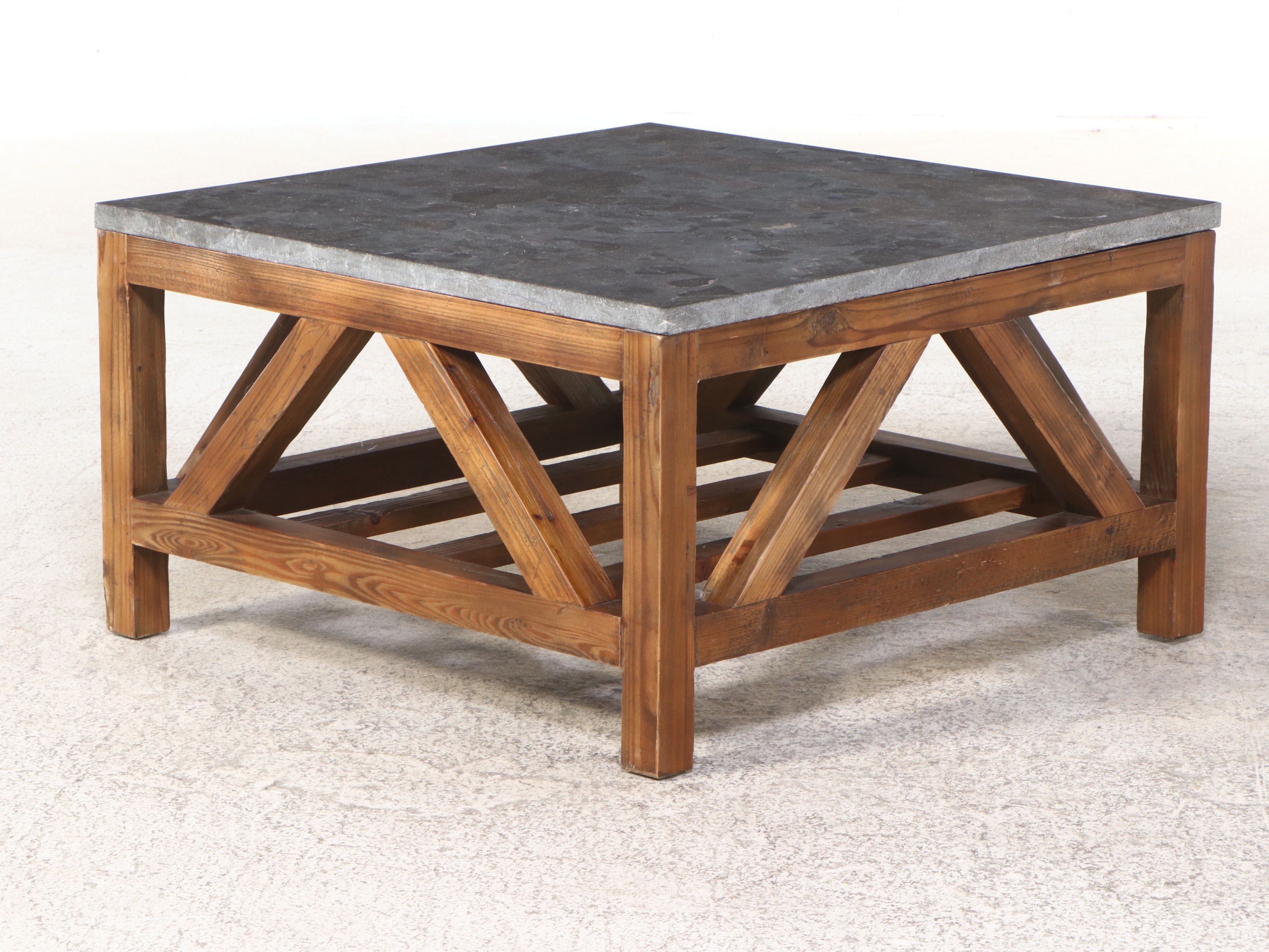 Arhaus Furniture "Holden" Stone Top Reclaimed Pine Coffee Table