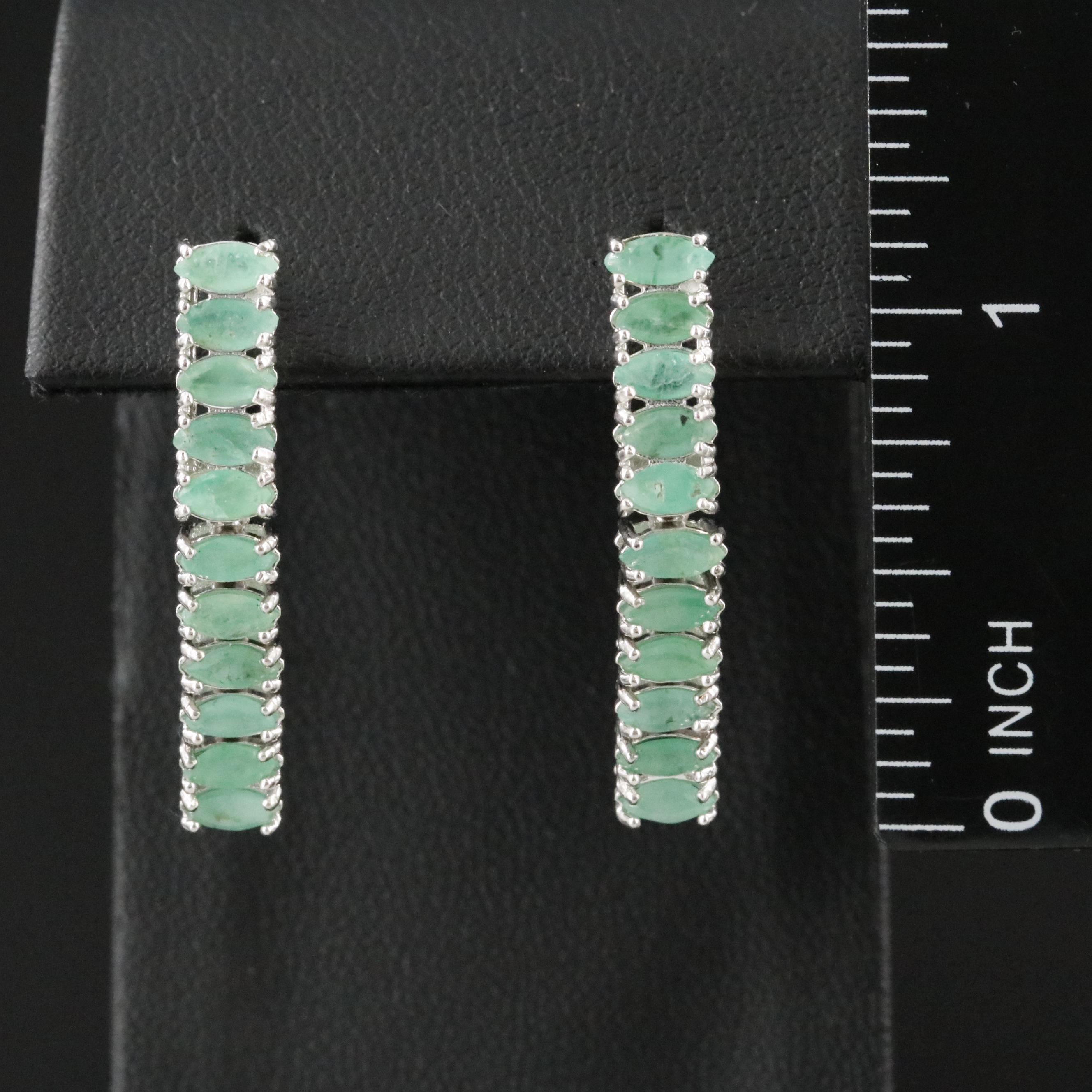 Sterling Emerald Drop Earrings