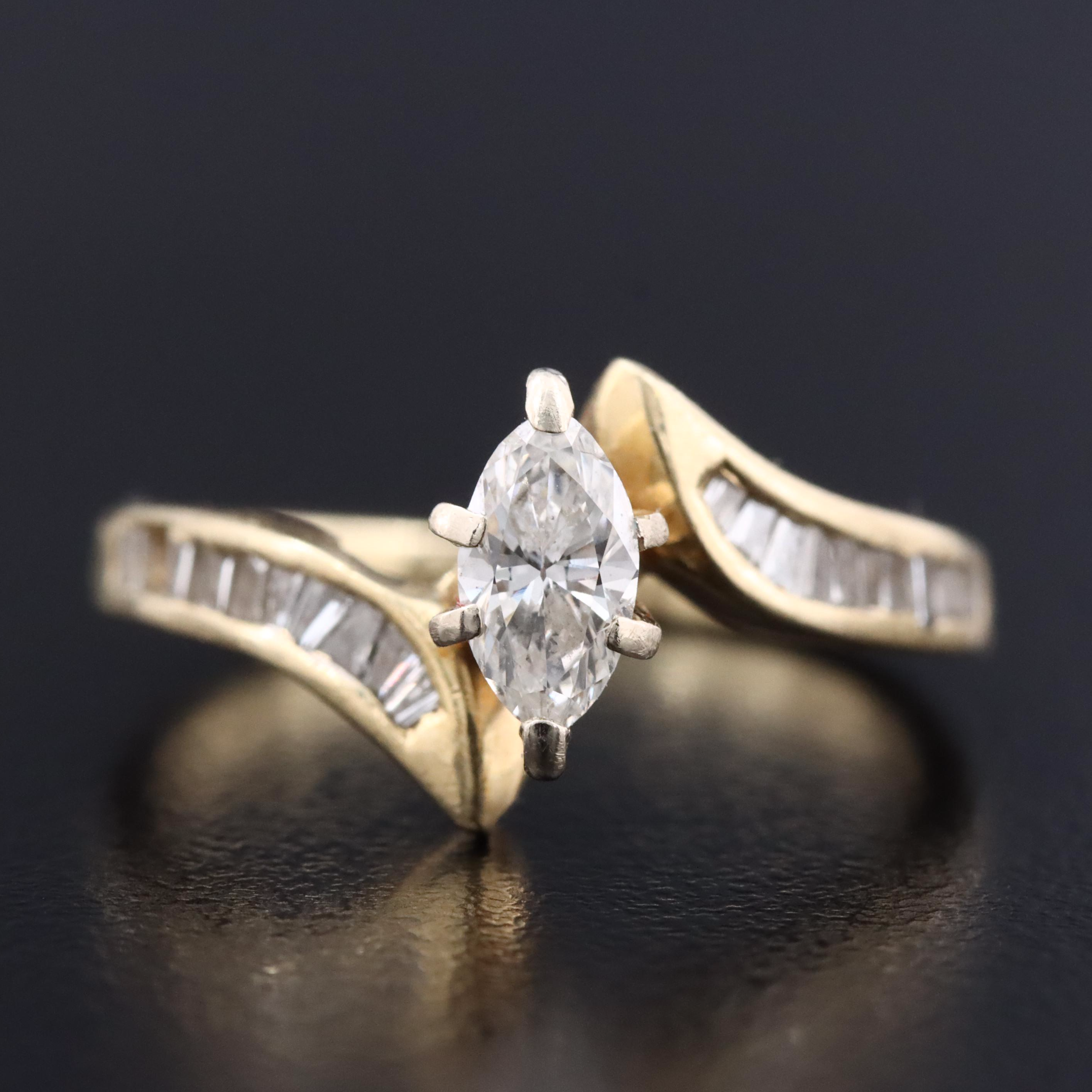 14K 0.75 CTW Diamond Bypass Ring