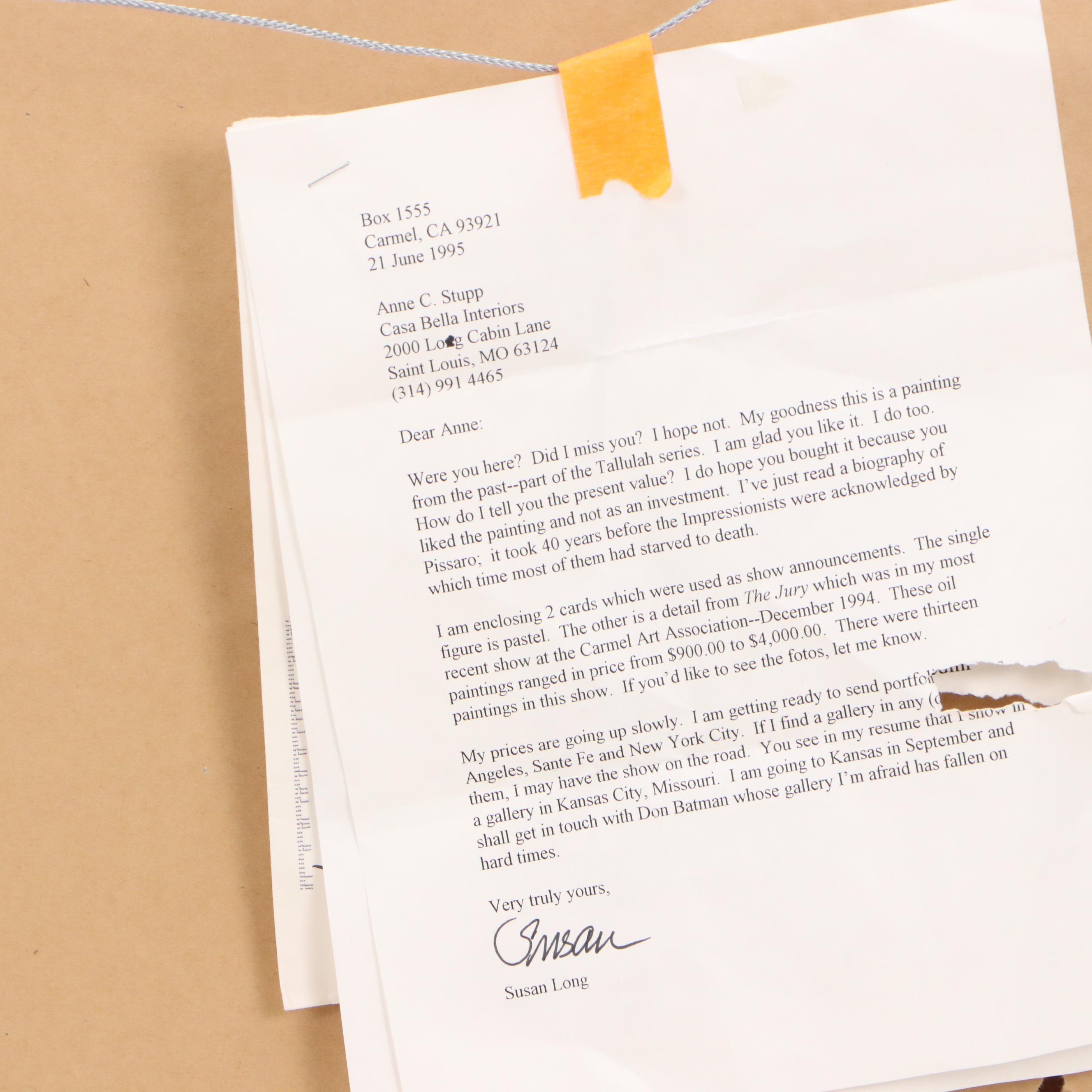 Susan Long Figural Oil Painting of Woman in Orange Dress, 1976