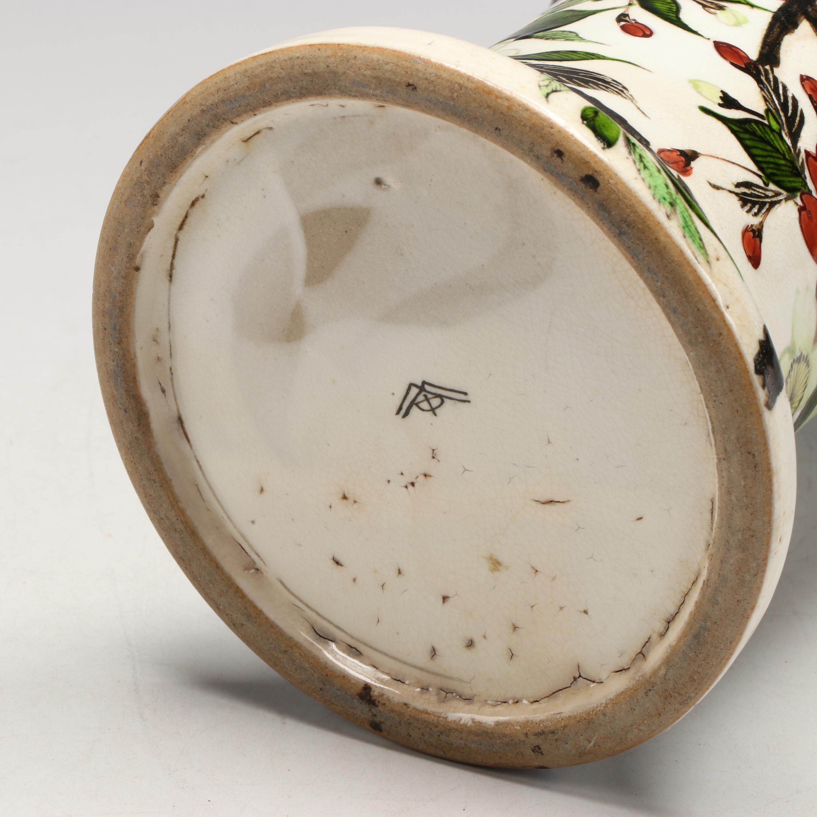 Japanese Charger with Floral Porcelain Gu and Sumida Gawa Vases