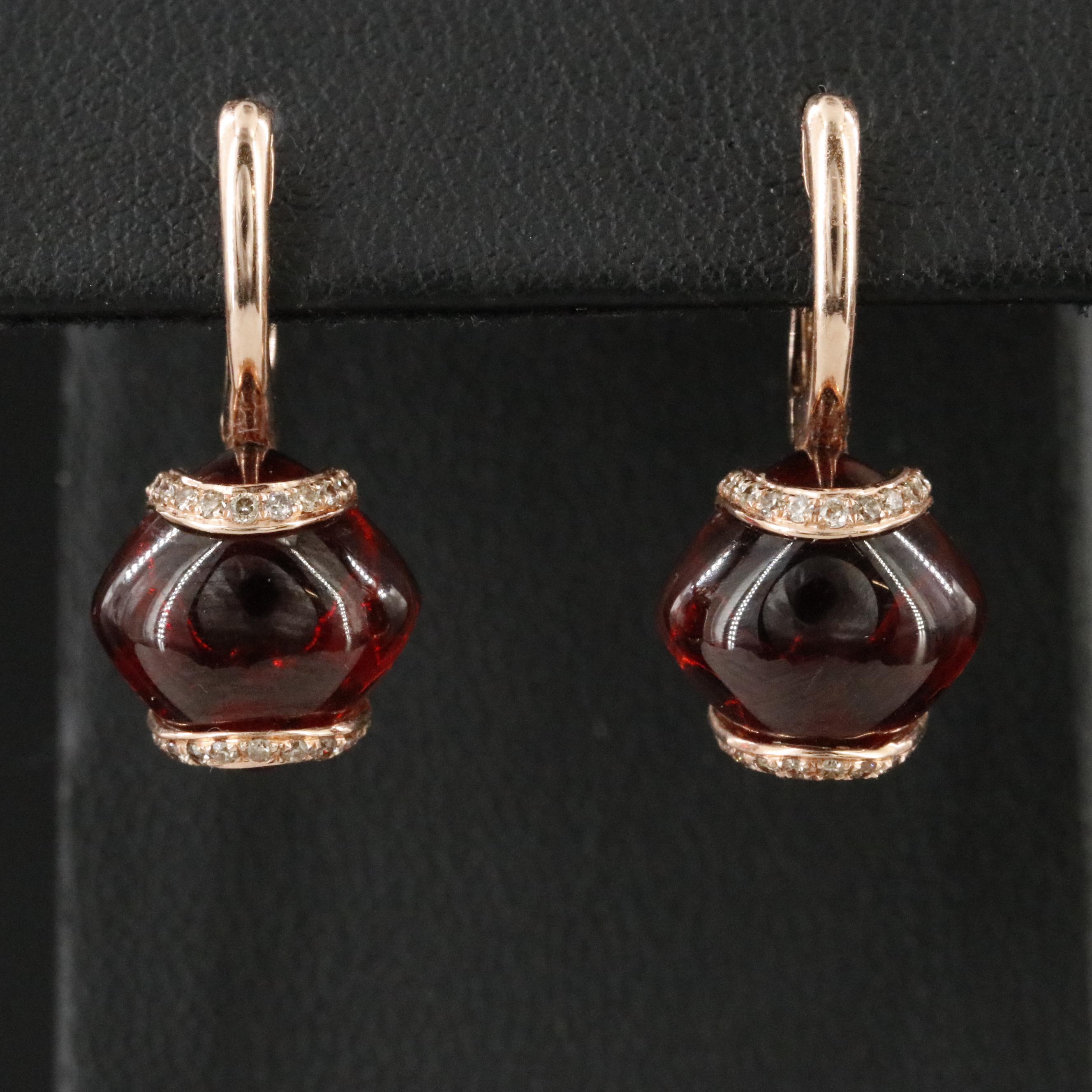 Bellarri 14K Rose Gold Garnet and Diamond Earrings
