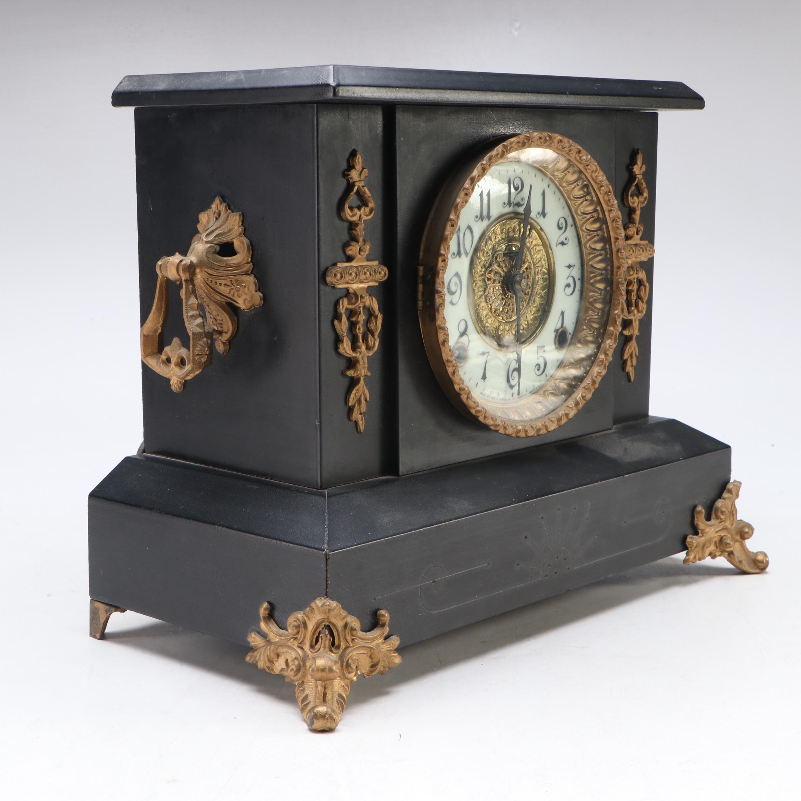 E. Ingraham Wood Mechanical Mantel Clock