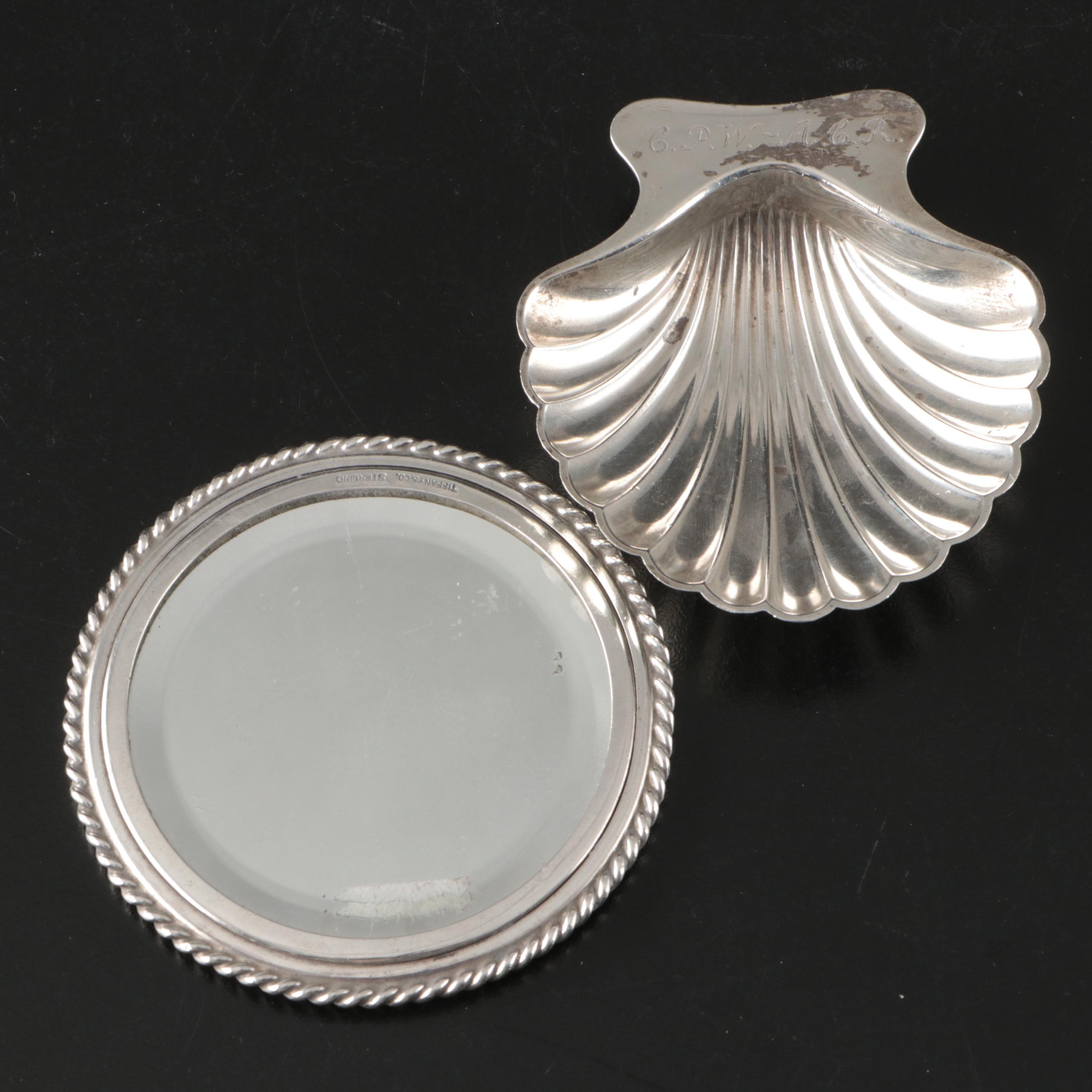 Tiffany & Co. Sterling Silver Shell Bowl and Mirror