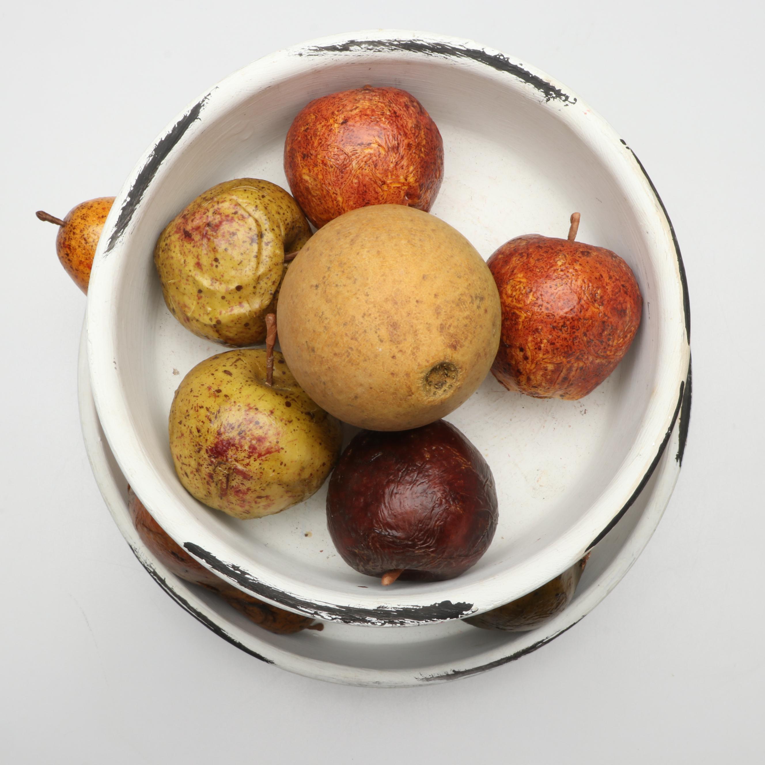 Threshold Wood Slab Cutting Board with Faux Wall Clock and Fruit Bowl