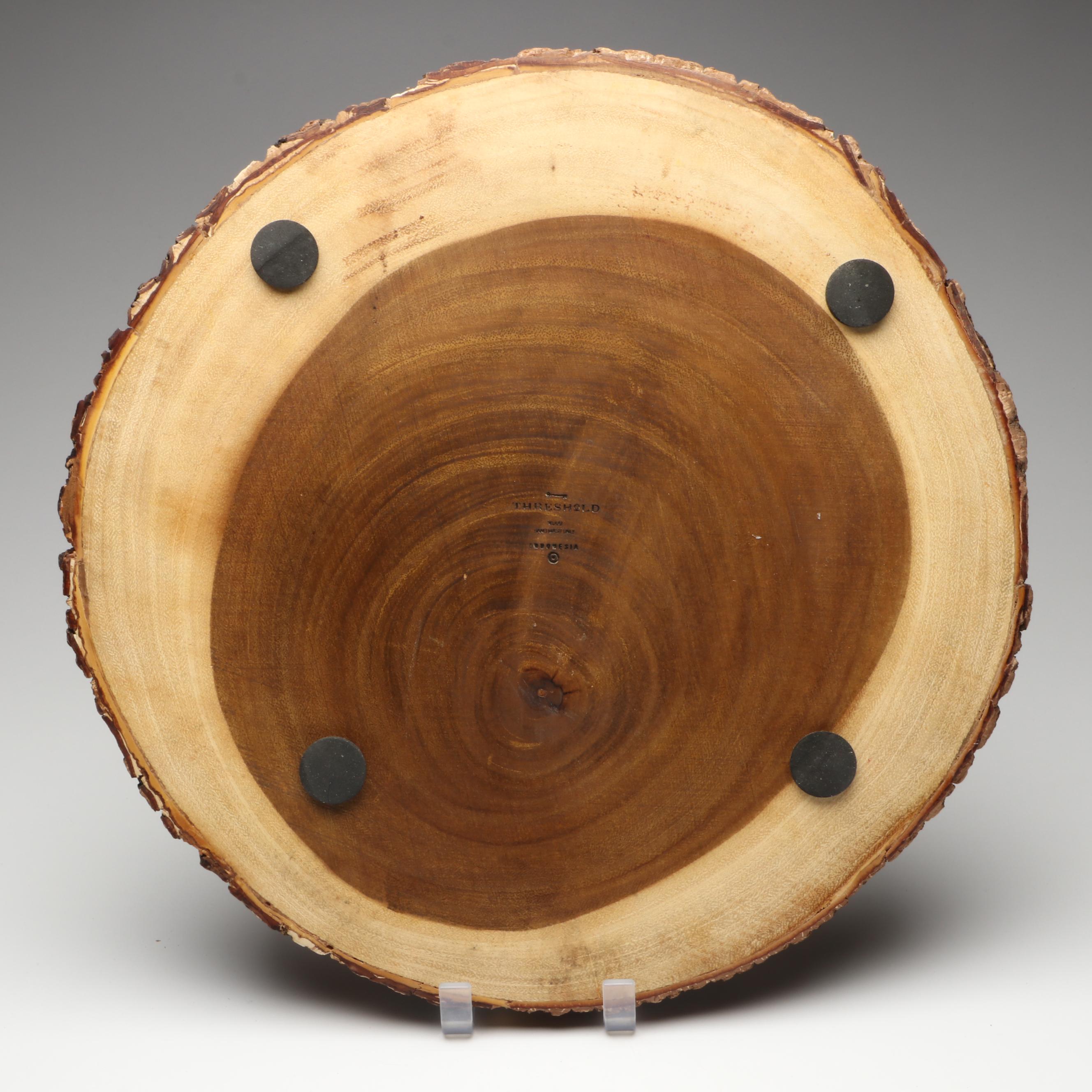 Threshold Wood Slab Cutting Board with Faux Wall Clock and Fruit Bowl