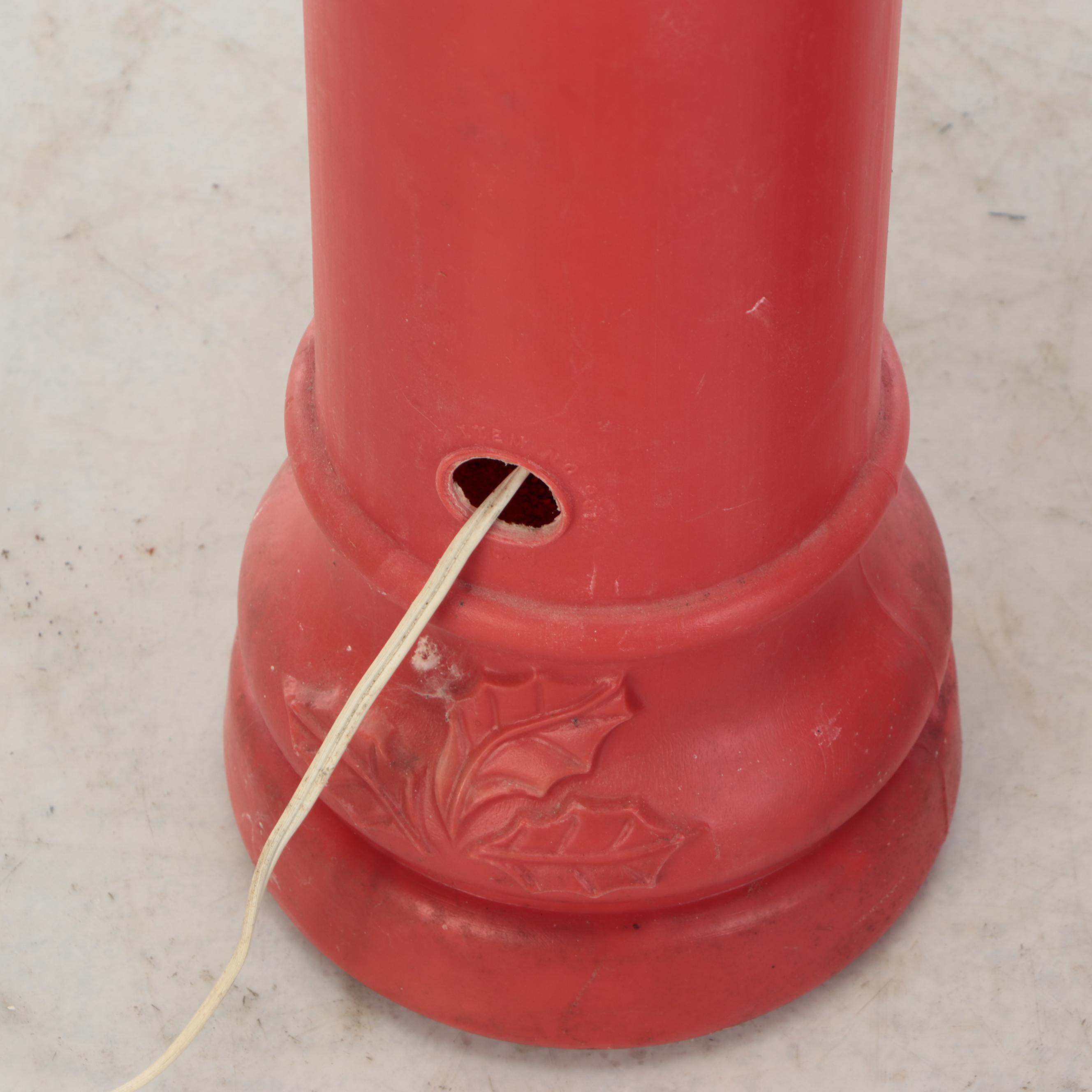 Christmas Plastic Blow Mold Noel Illuminated Floor Candles, Late 20th Century