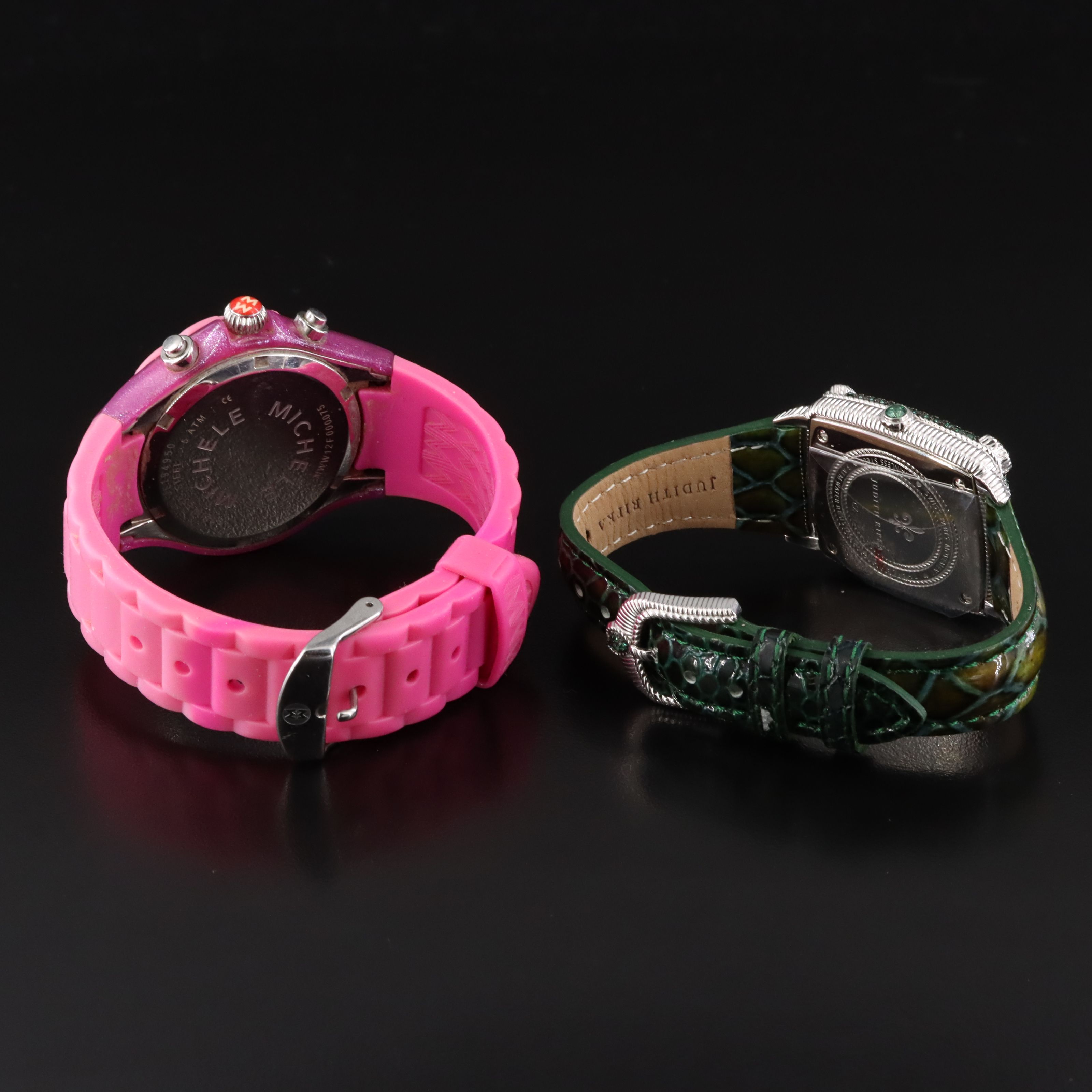 Judith Ripka Monaco Green Cubic Zirconia and Michele Tahitian Jelly Bean Watches