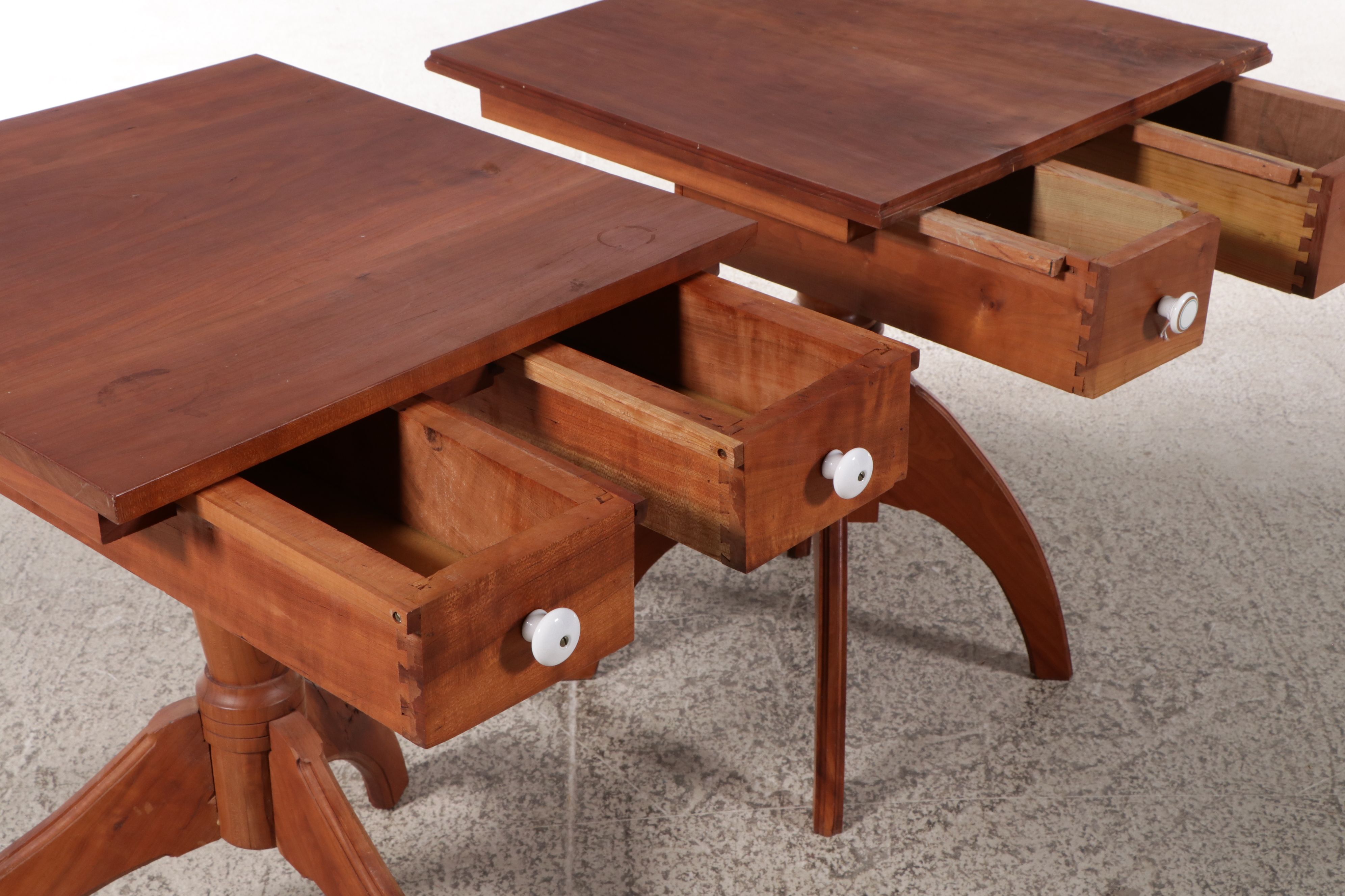 Pair of Shaker Style Cherry Pedestal Side Tables