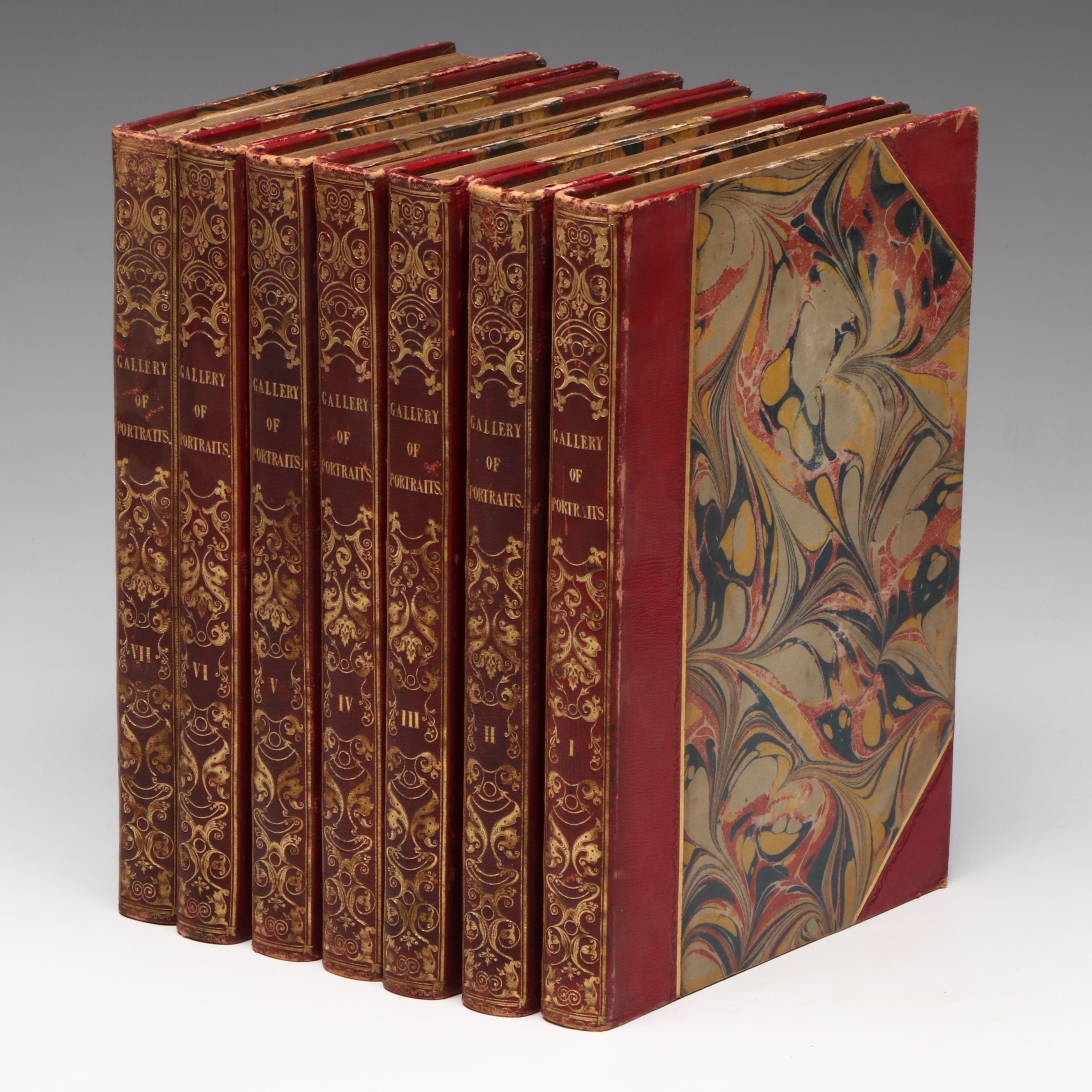 "The Gallery of Portraits: with Memoirs" Complete Seven-Volume Set, 1833–1837