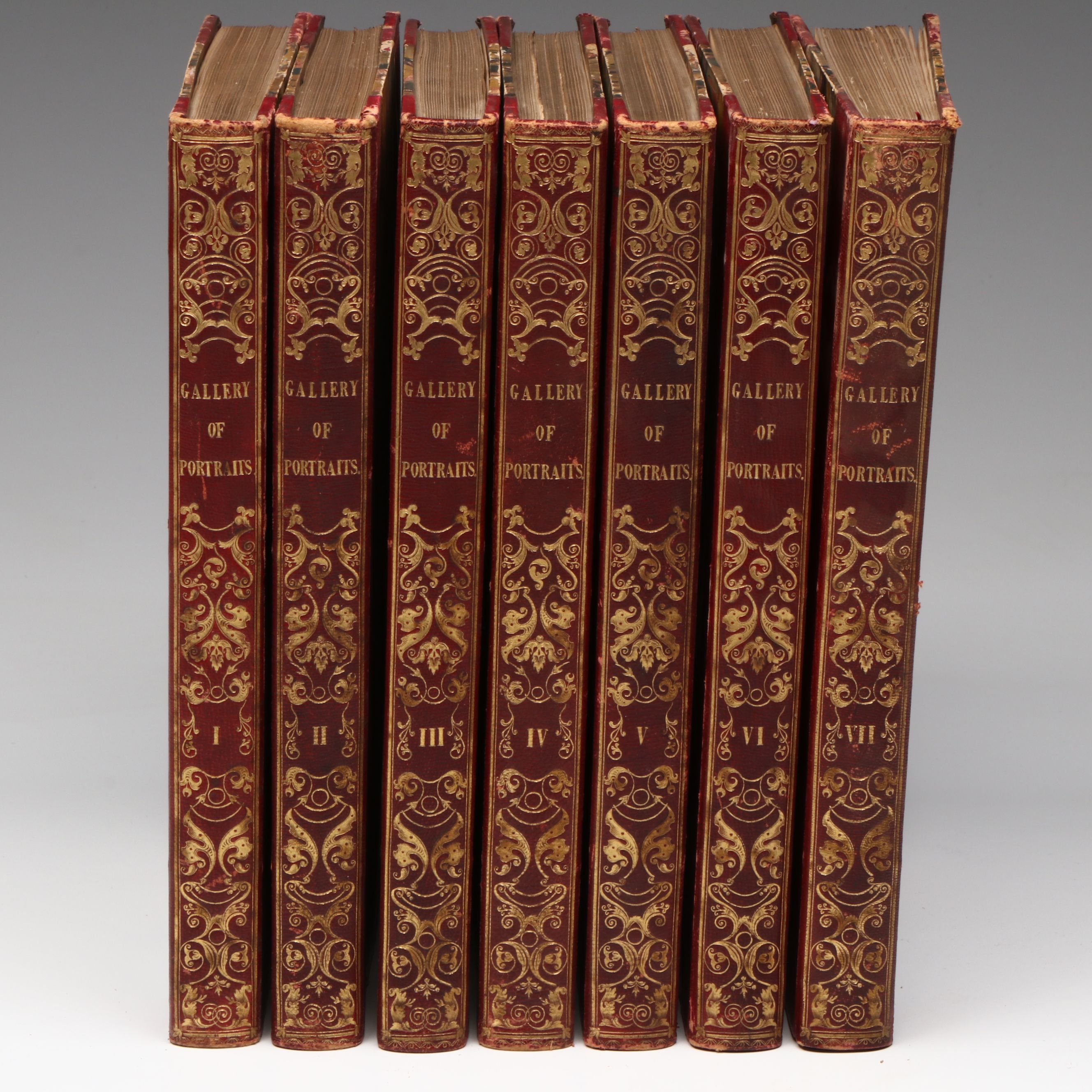 "The Gallery of Portraits: with Memoirs" Complete Seven-Volume Set, 1833–1837