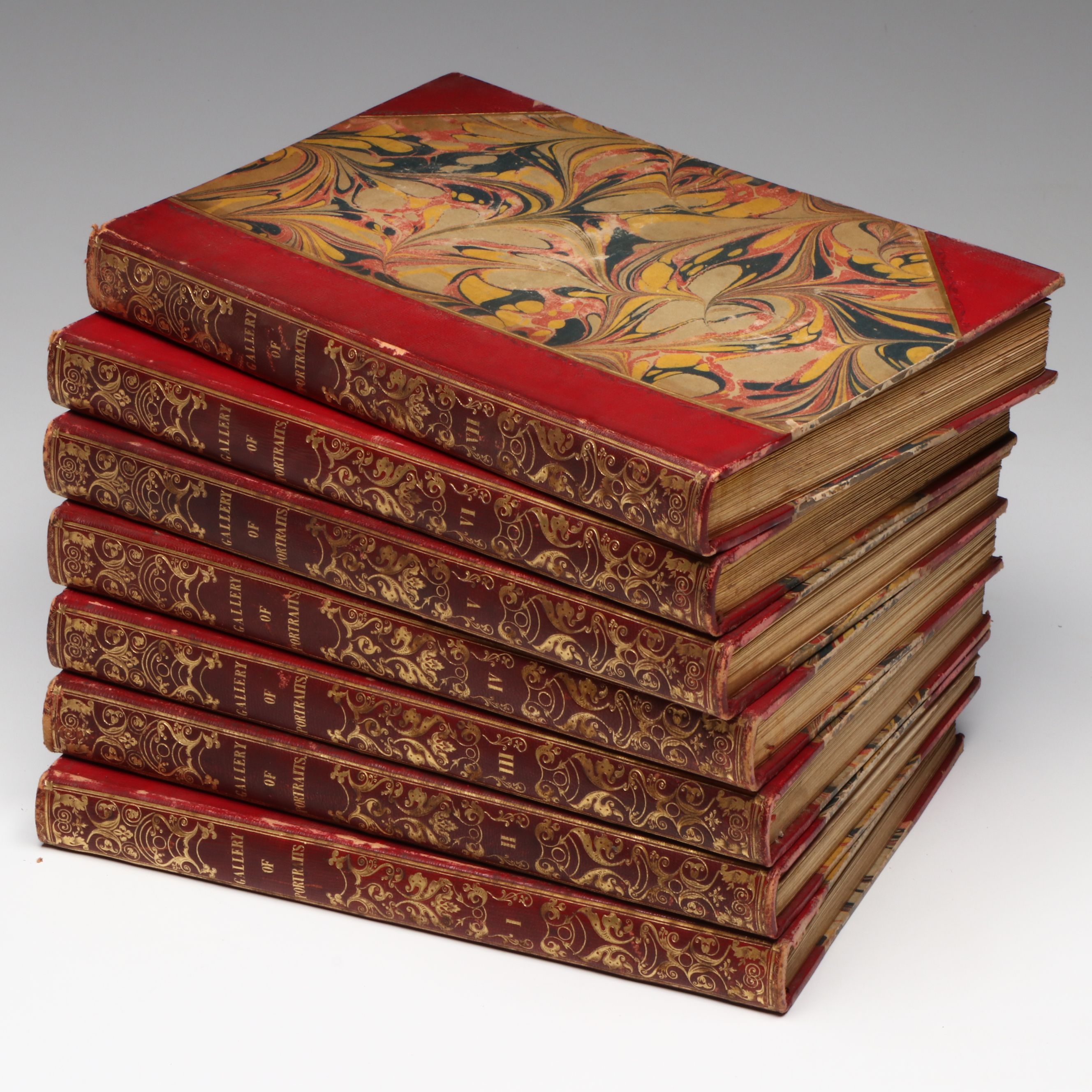 "The Gallery of Portraits: with Memoirs" Complete Seven-Volume Set, 1833–1837