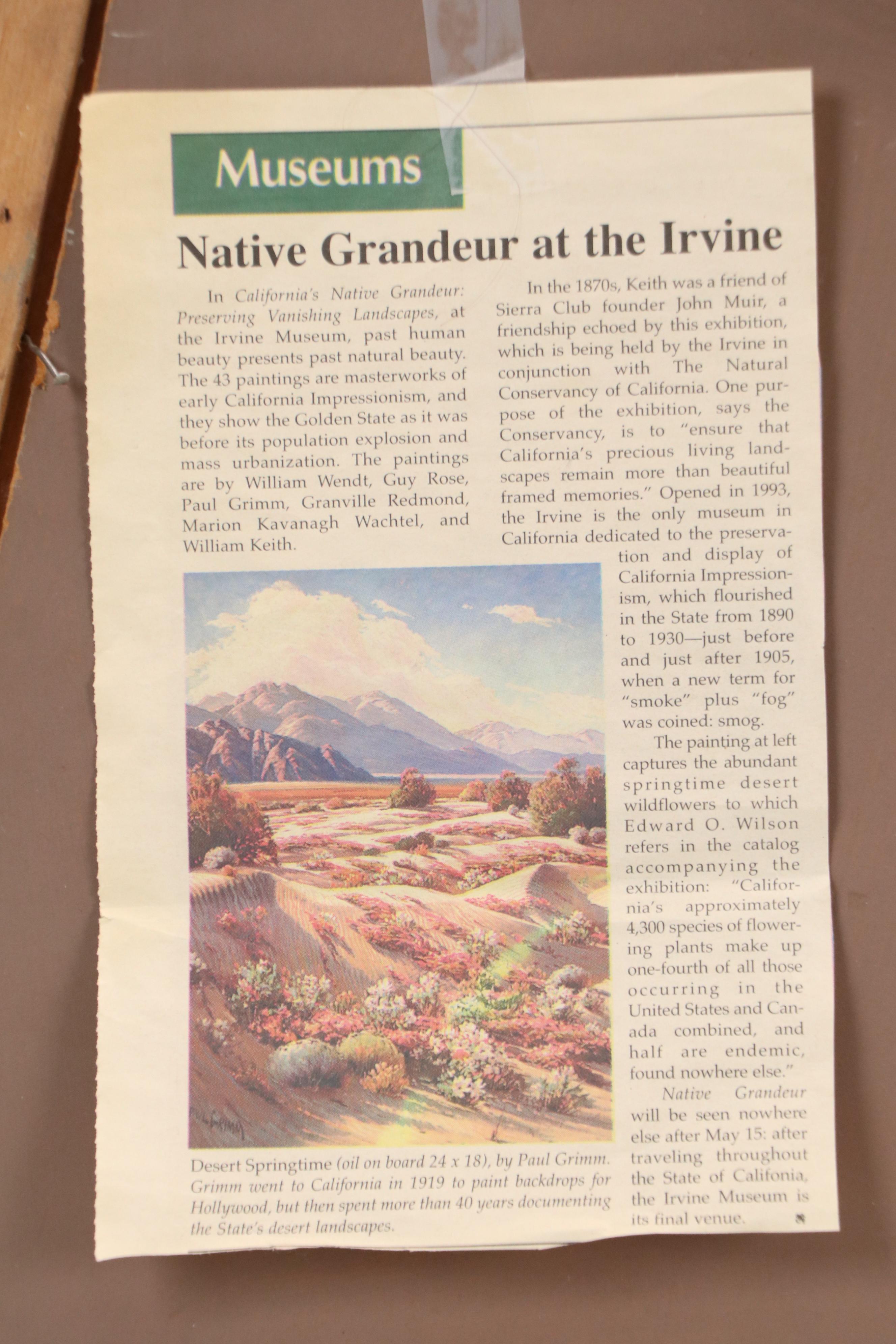 Paul Grimm Oil Painting "Windswept Dunes," Circa 1926