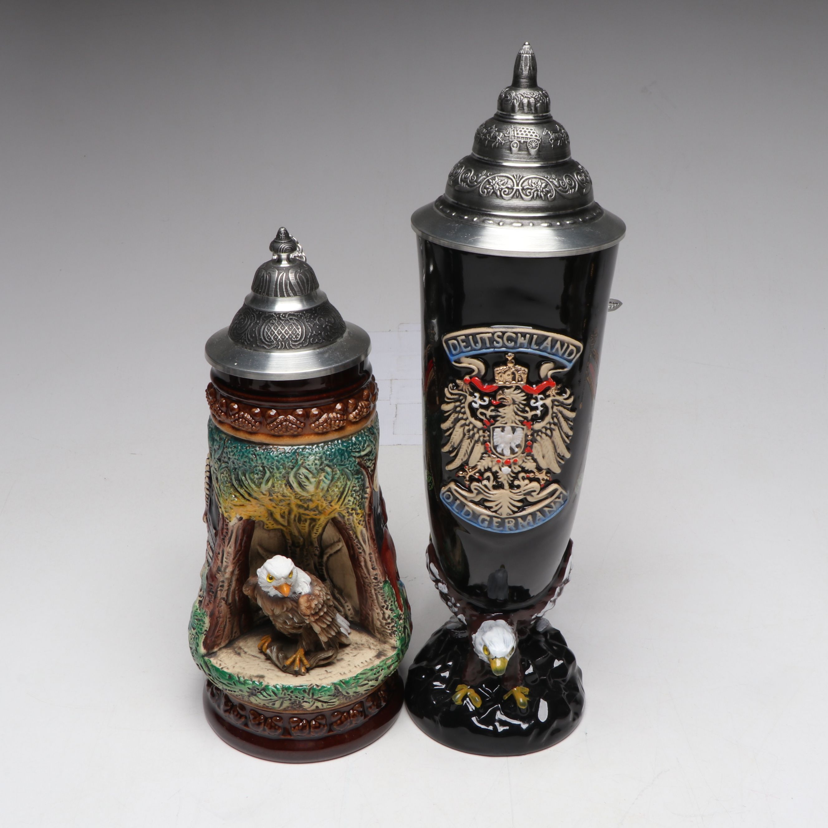 German Drinking Horn, With King, Thewalt, More Beer Steins in Collection